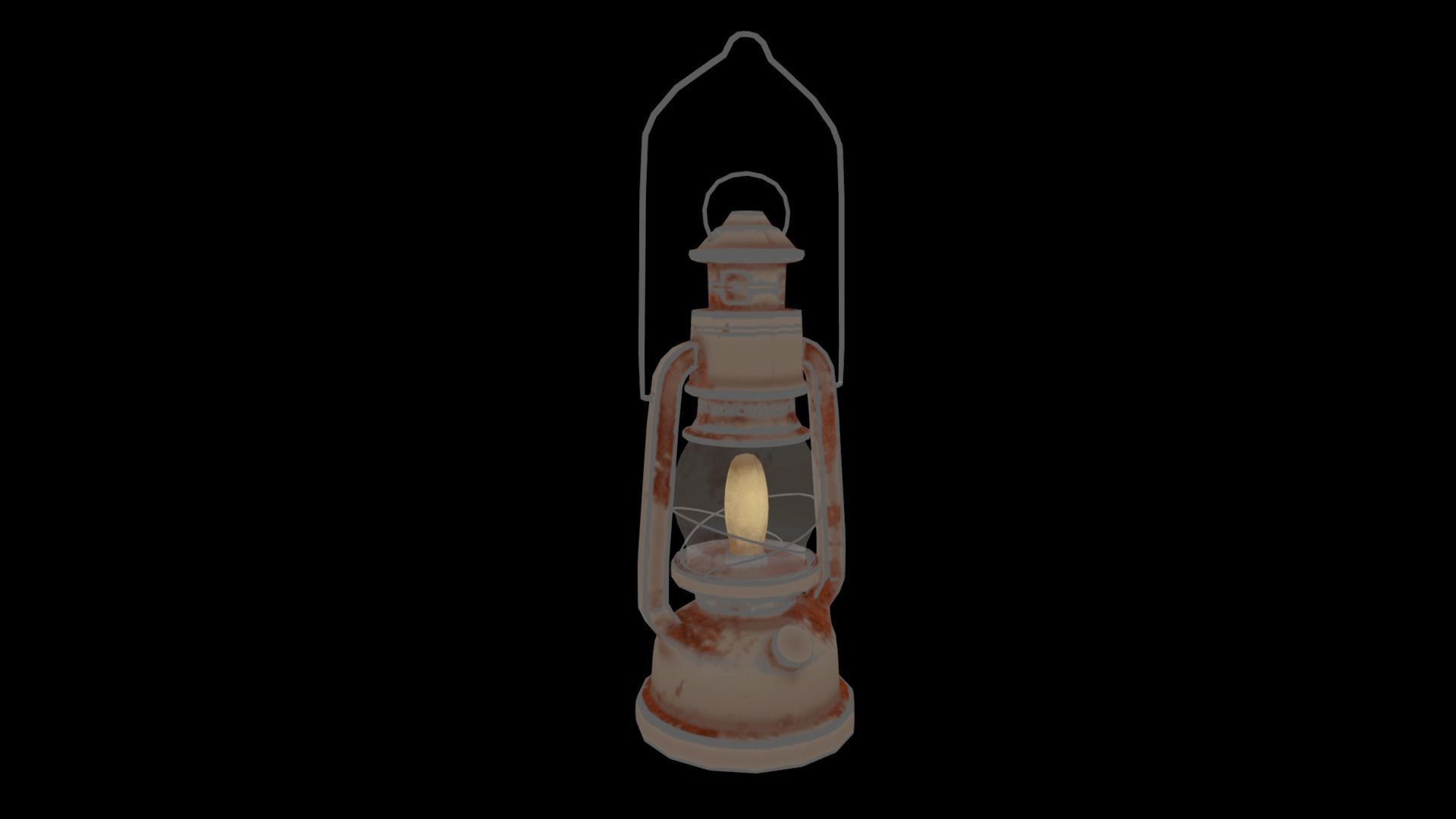 Old Oil Lamp Low-poly 3D model_4
