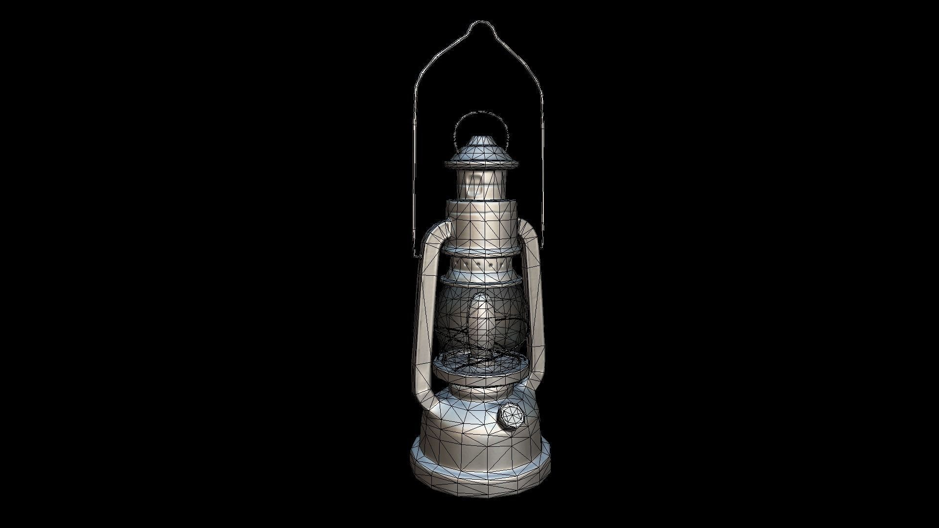 Old Oil Lamp Low-poly 3D model_14