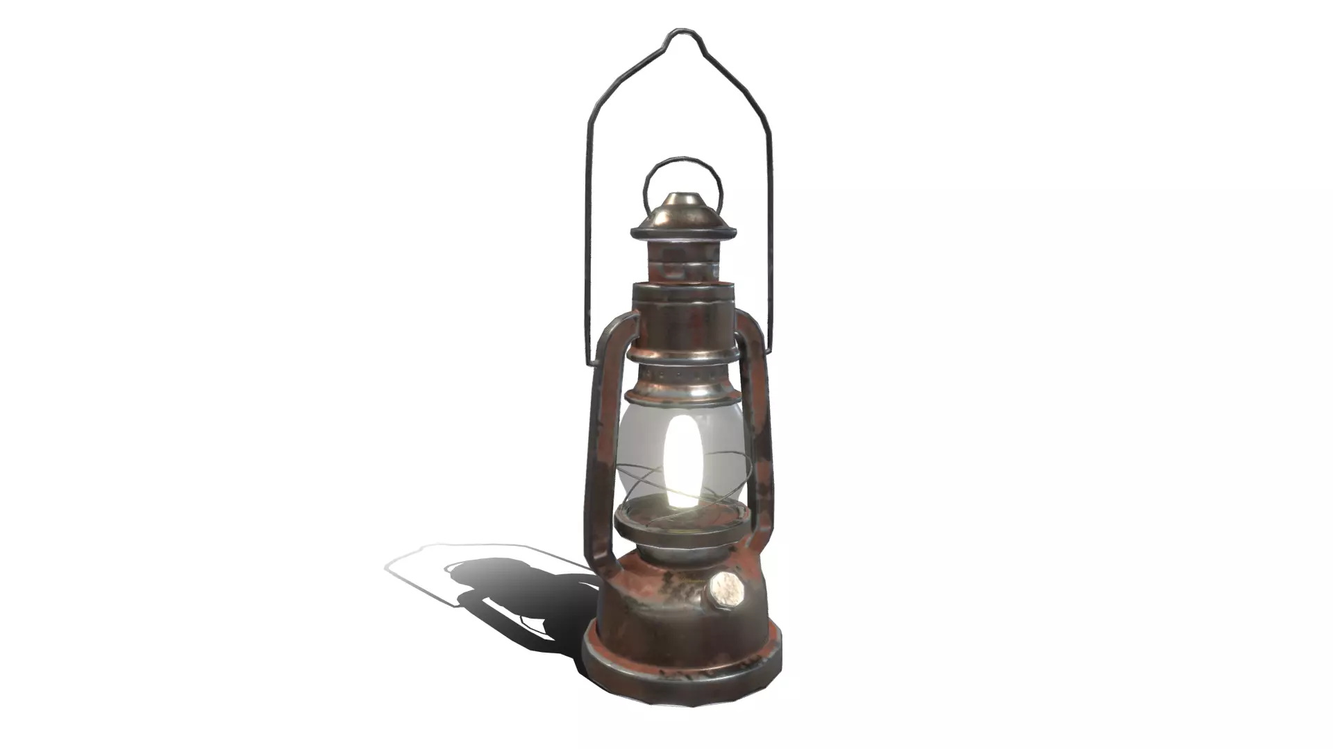 Old Oil Lamp Low-poly 3D model_0
