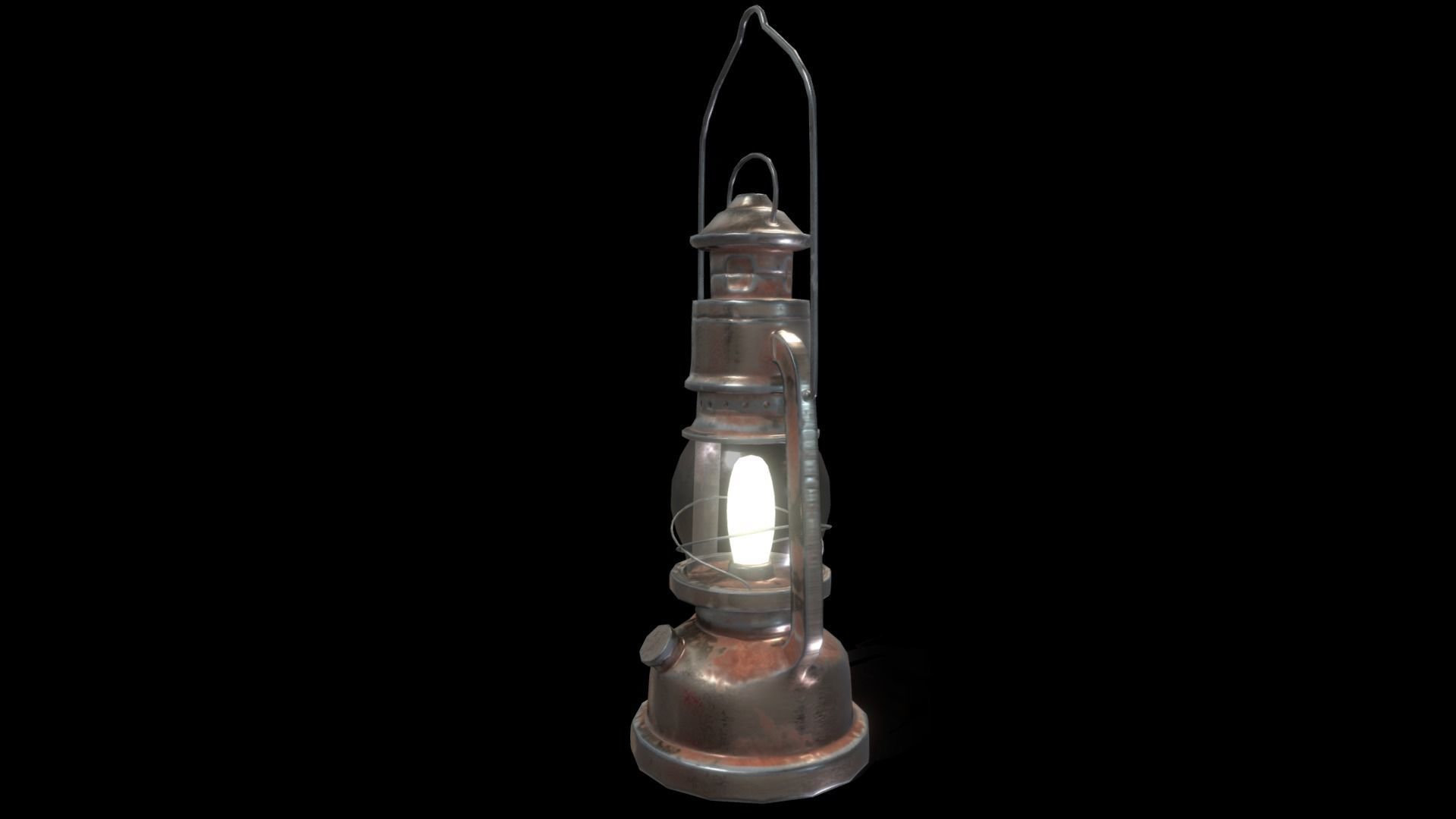 Old Oil Lamp Low-poly 3D model_2