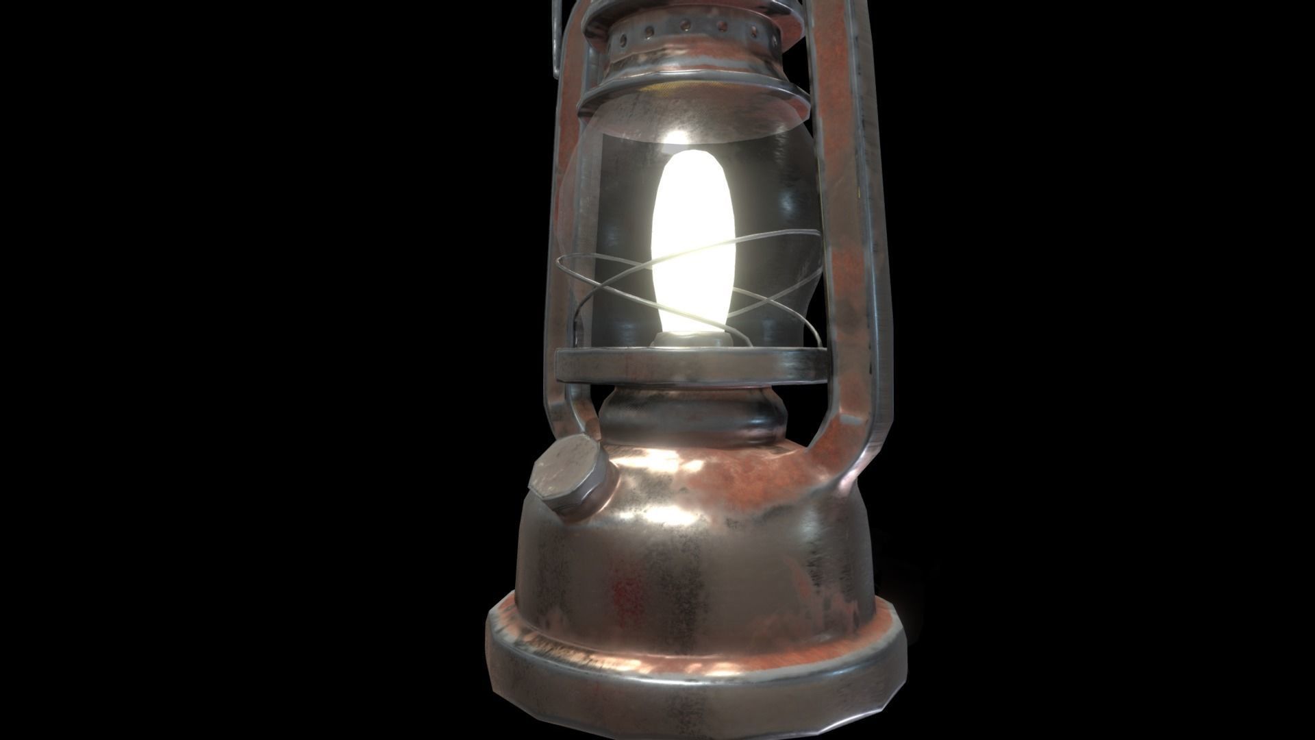 Old Oil Lamp Low-poly 3D model_3