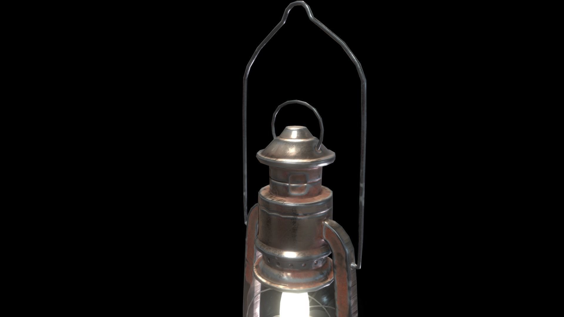 Old Oil Lamp Low-poly 3D model_1