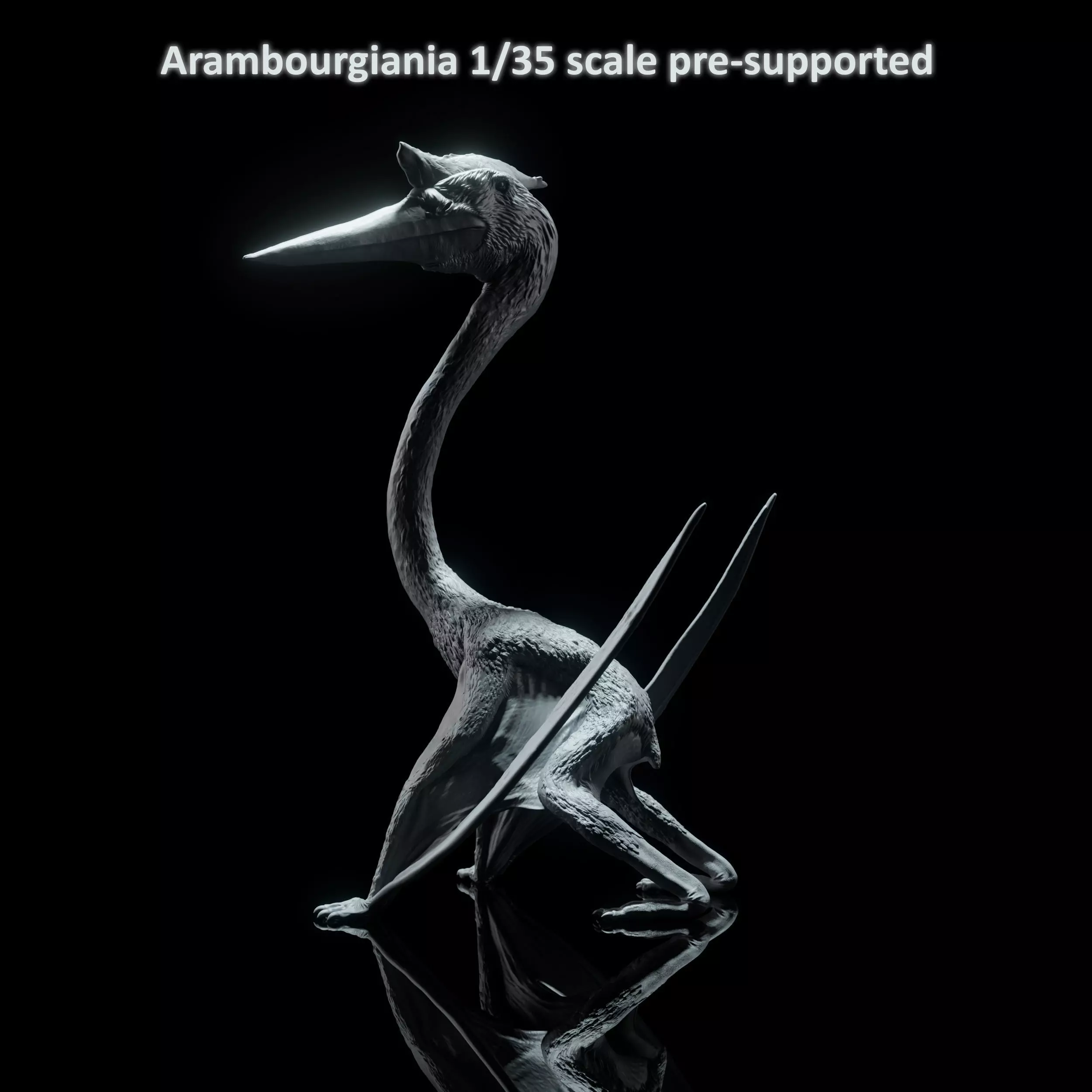 Arambourgiania sitting 1-35 scale pre-supported pterosaur 3D print model_0