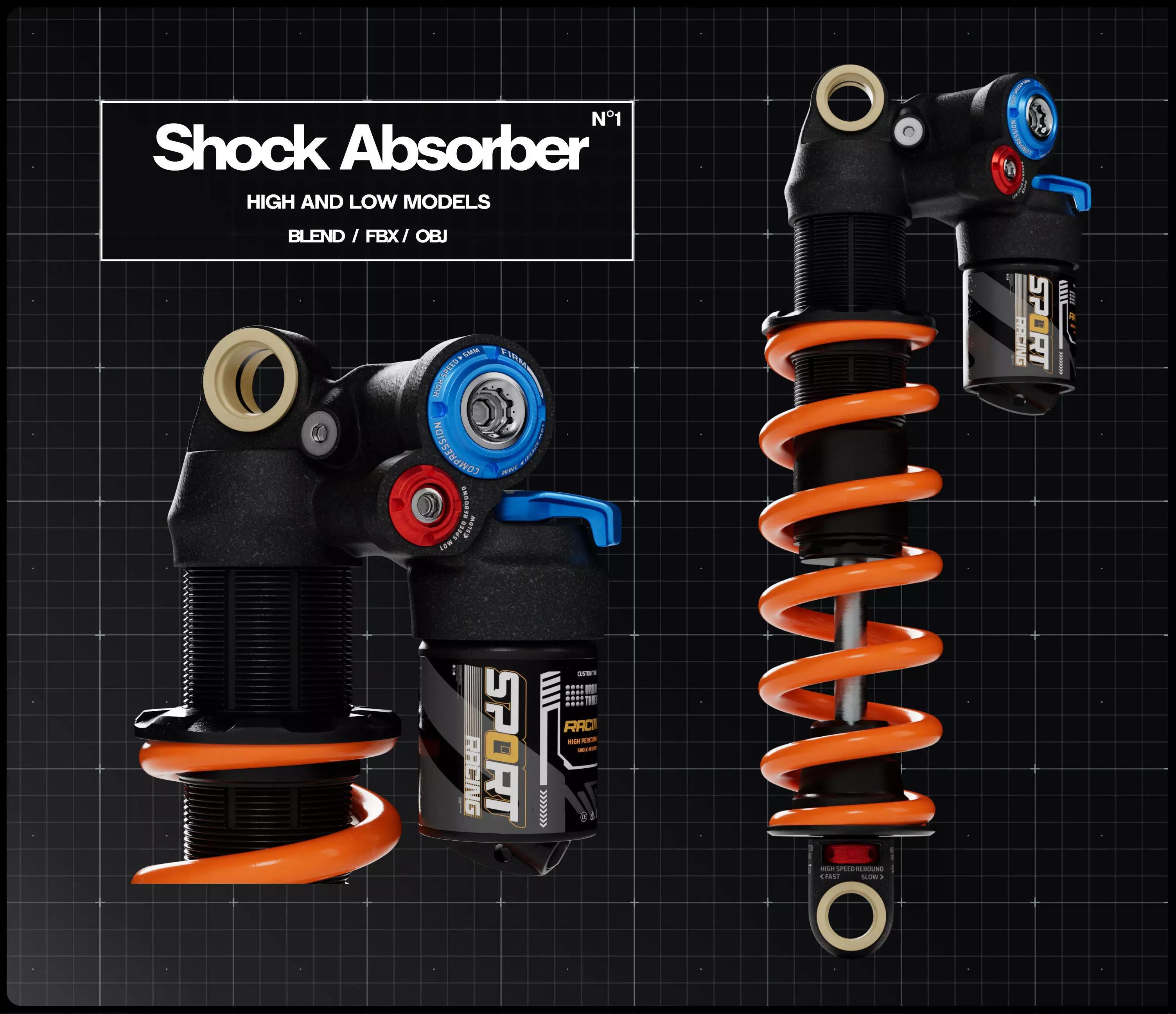 Shock Absorber N1 Low-poly 3D model_0