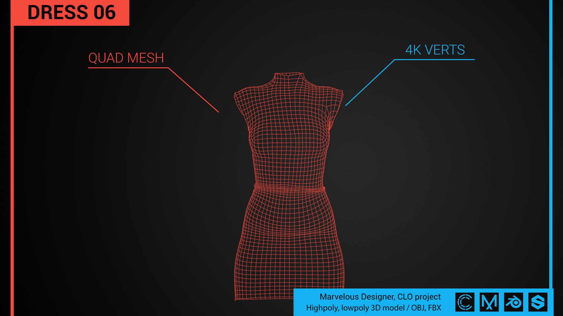 3D model Dress 06 Marvelous Designer CLO project VR / AR / low-poly ...