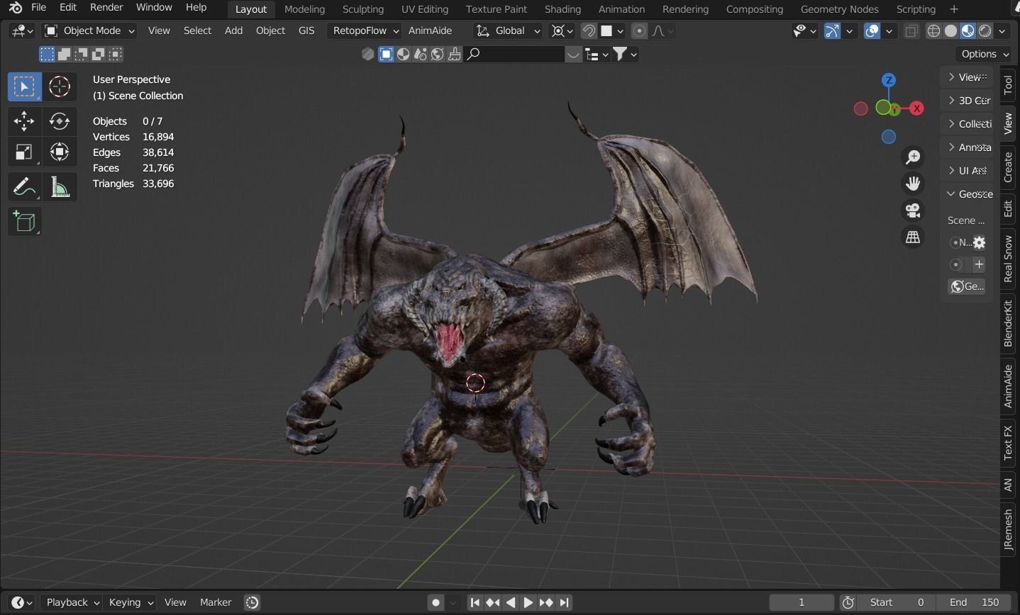 Balrog- recreated 3D Model Low-poly 3D model_3