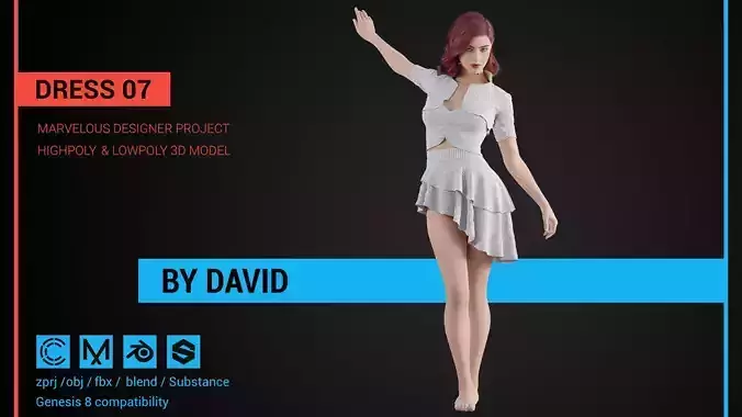 Dress 07 Marvelous Designer CLO project