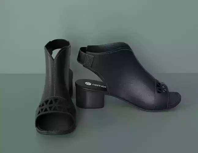 Womens black leather sandals 3D model