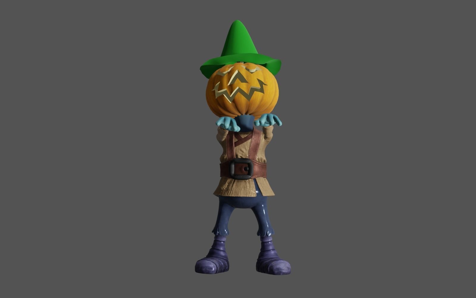 Pumkin 3 pumpkin wearing hat 3D model_20