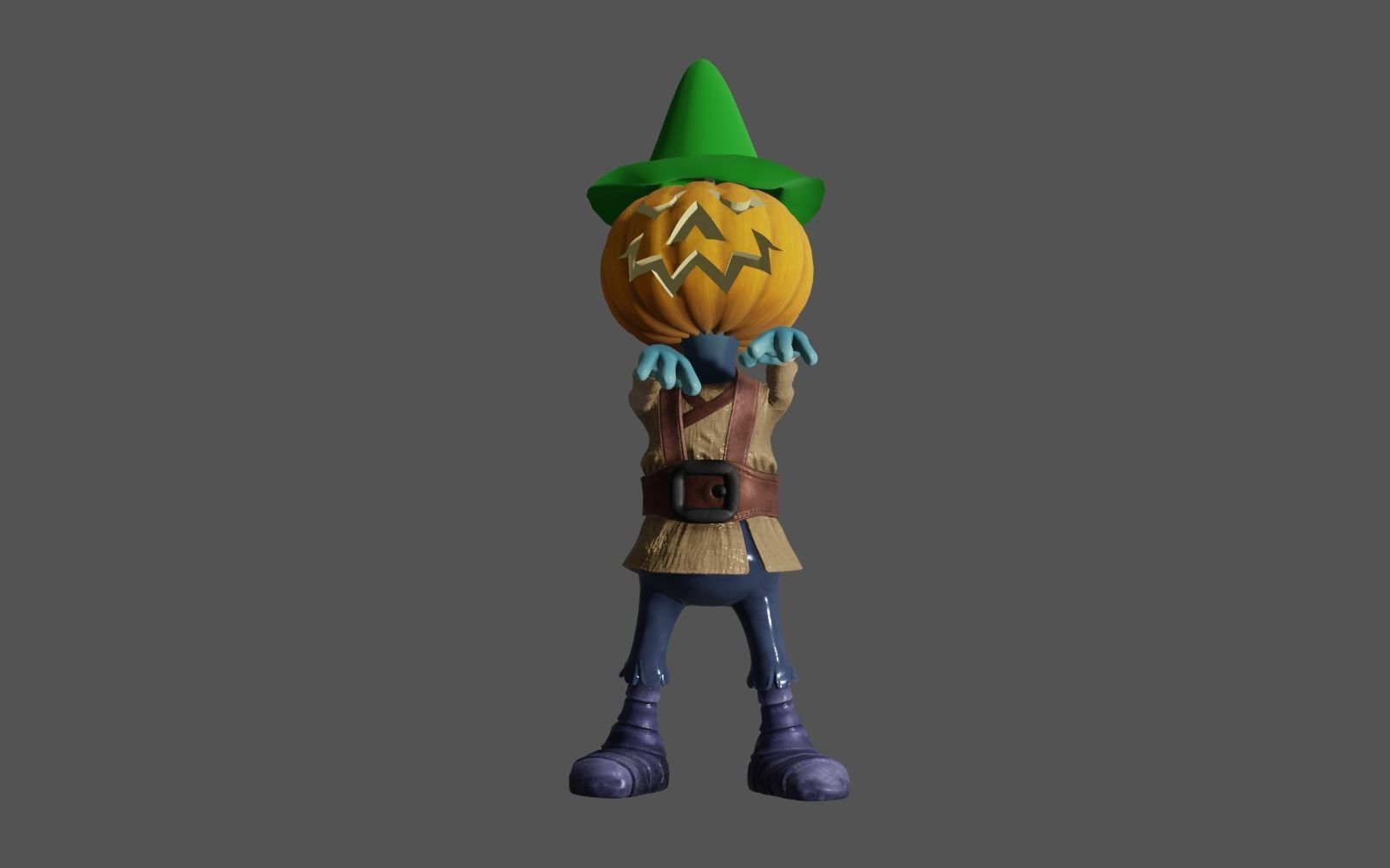 Pumkin 3 pumpkin wearing hat 3D model_17