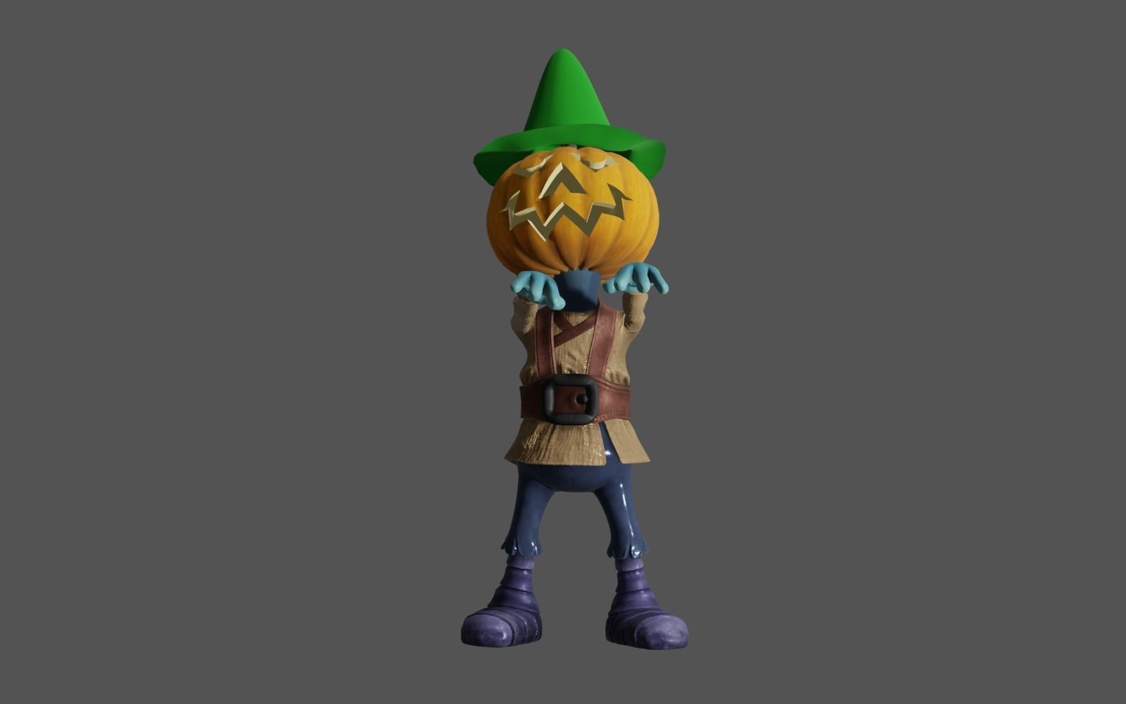 Pumkin 3 pumpkin wearing hat 3D model_19