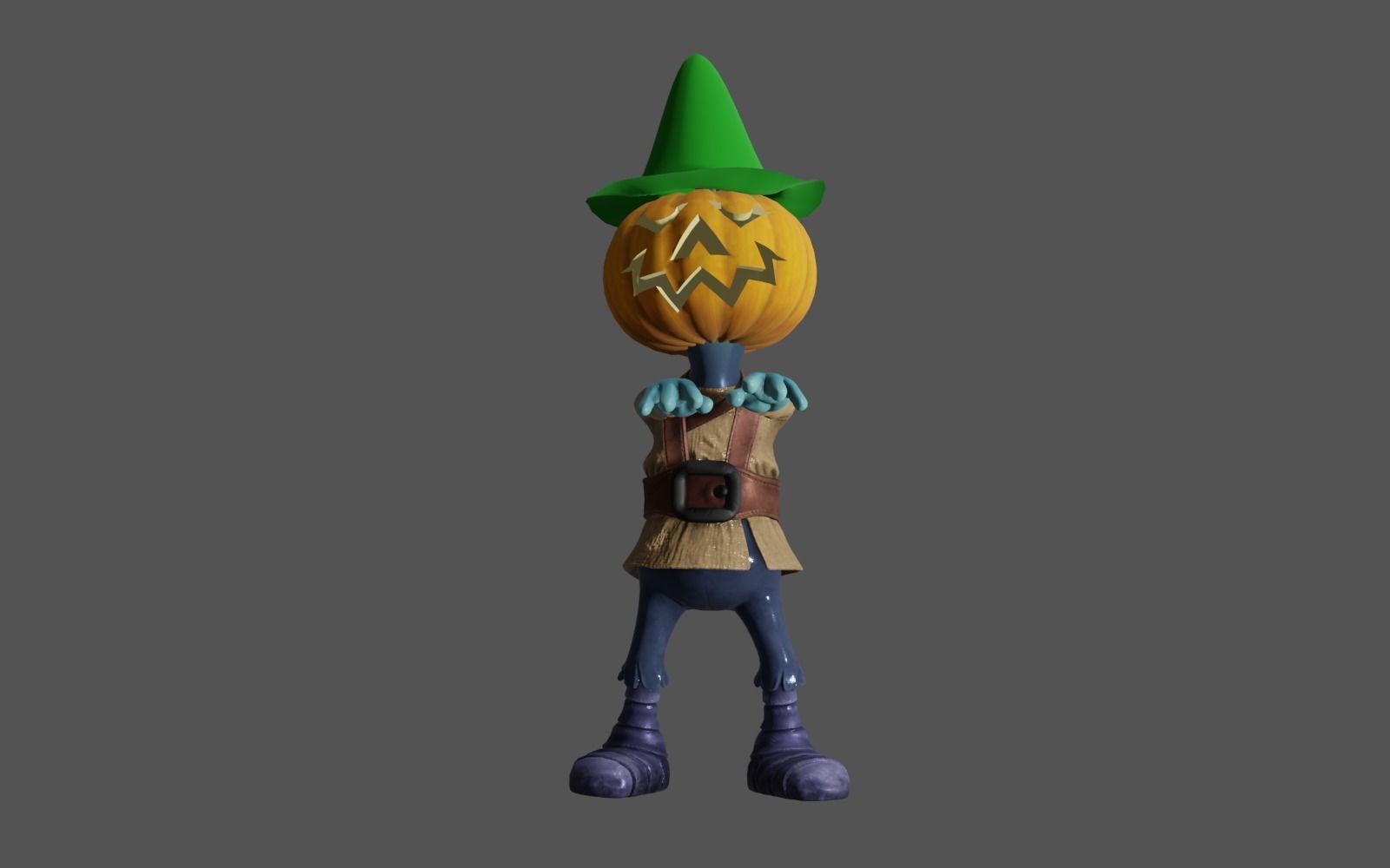 Pumkin 3 pumpkin wearing hat 3D model_23