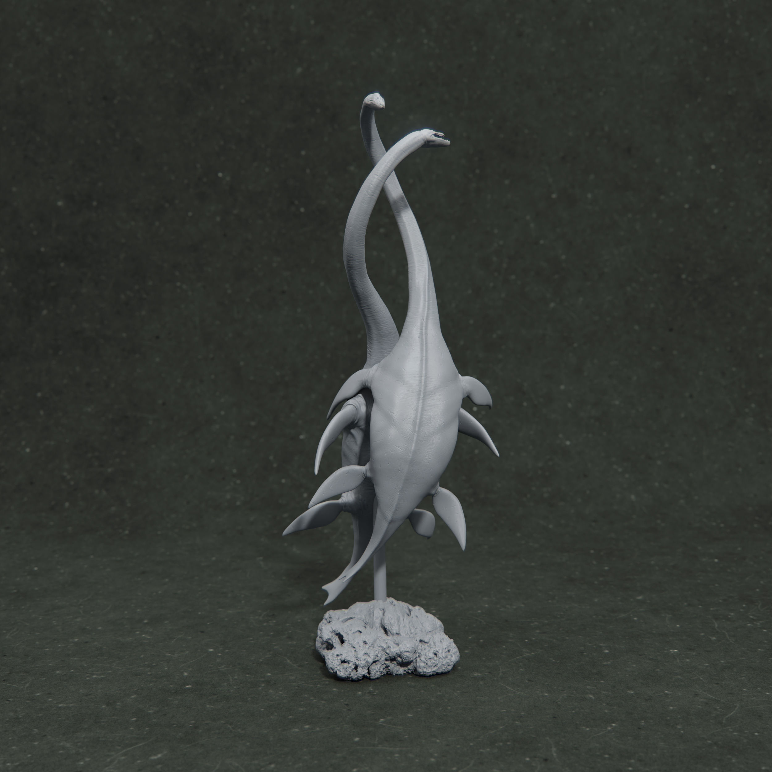 Elasmosaurus couple 1-35 scale pre-supported marine reptile 3D print model_3