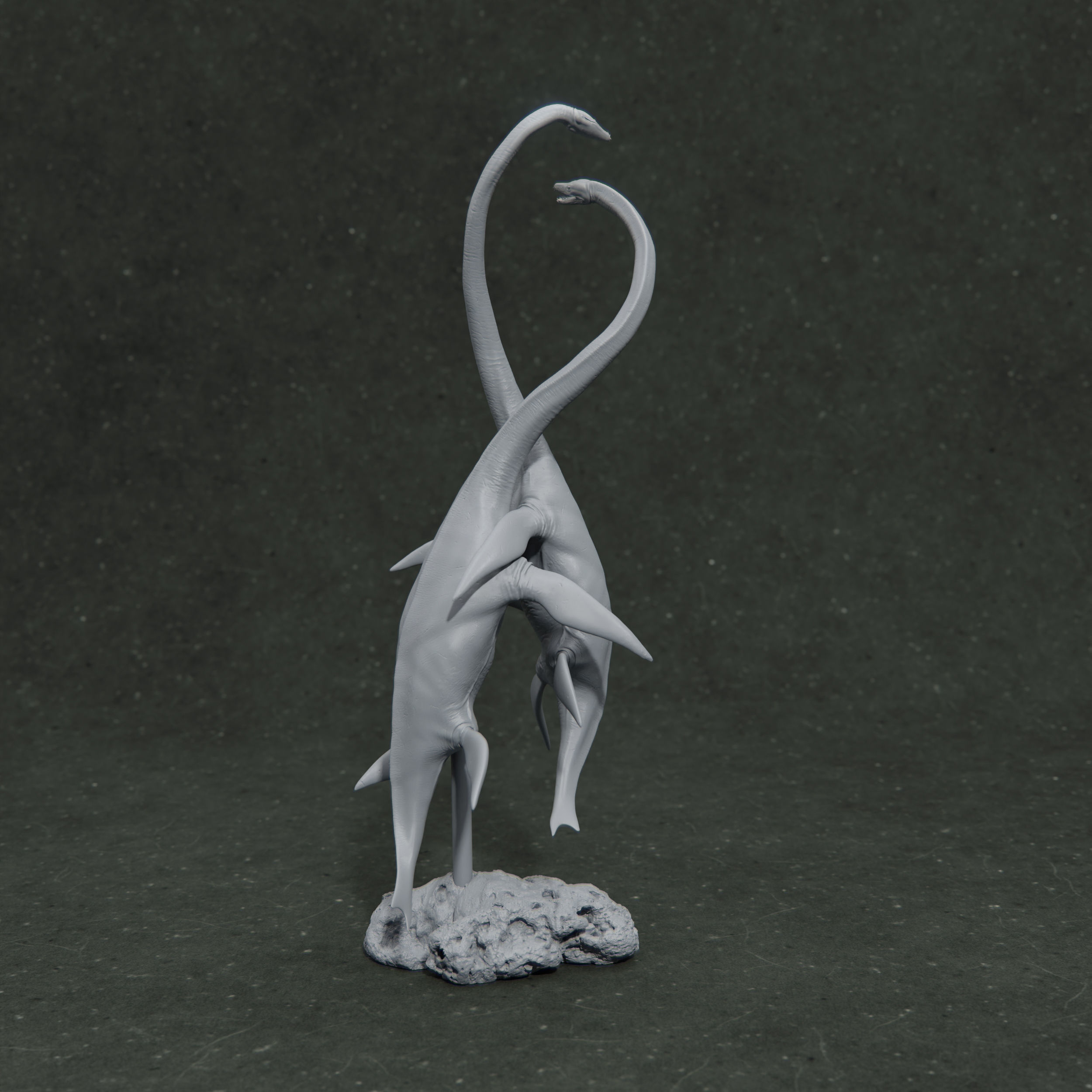 Elasmosaurus couple 1-35 scale pre-supported marine reptile 3D print model_2