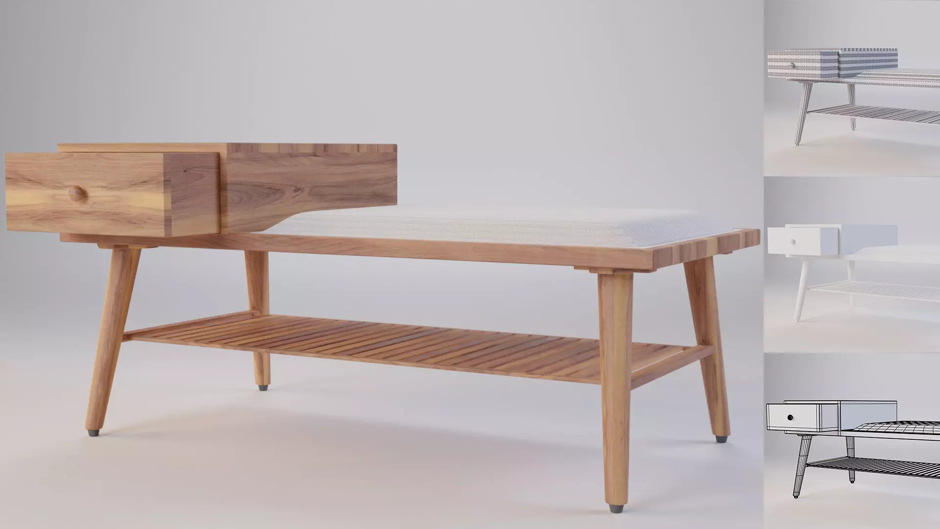 Sofa Stool With Shoe Rack 80x40x38 3D model_0