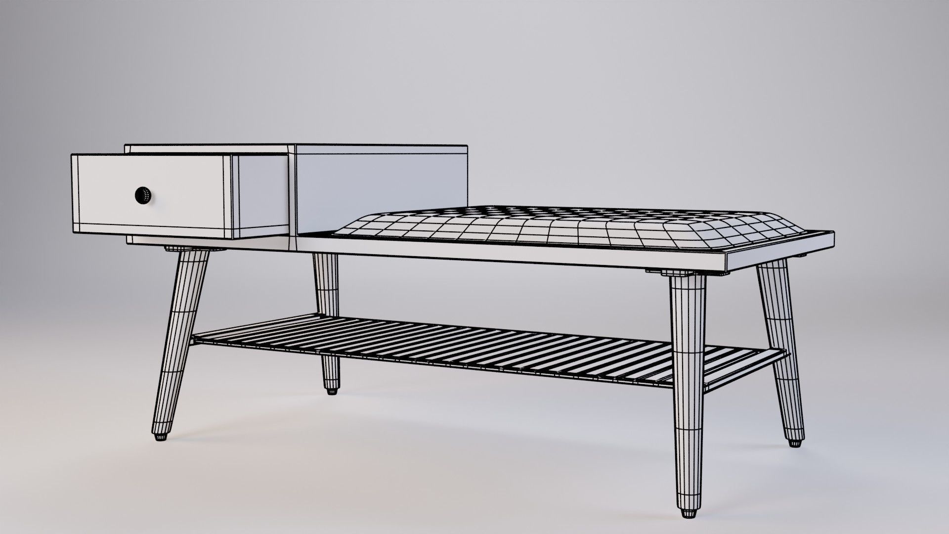 Sofa Stool With Shoe Rack 80x40x38 3D model_6