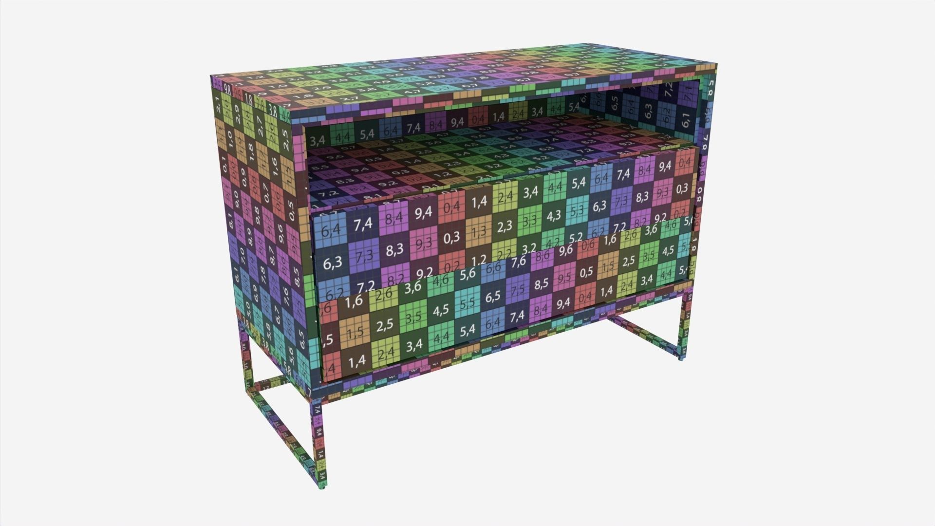 Short sideboard with drawers 3D model_6