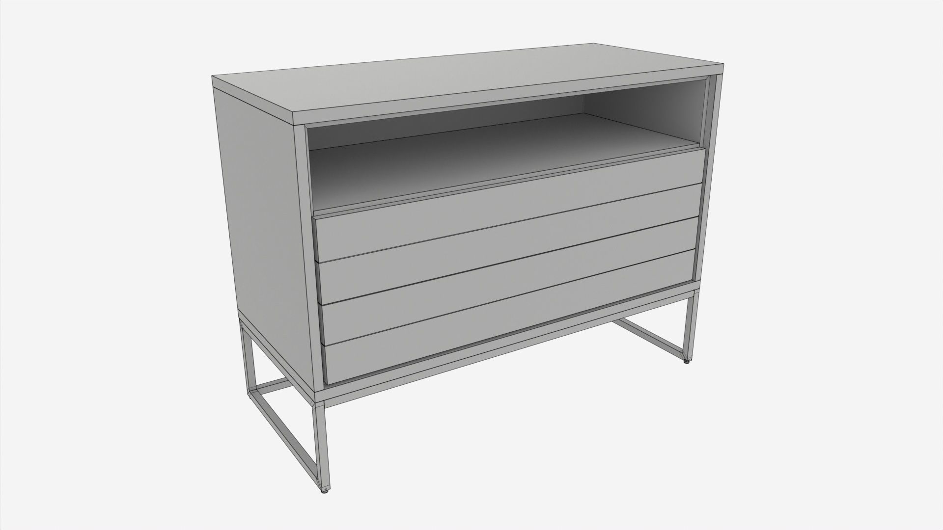 Short sideboard with drawers 3D model_5