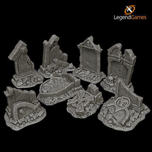 LegendGames Broken Tombstones 3D print model