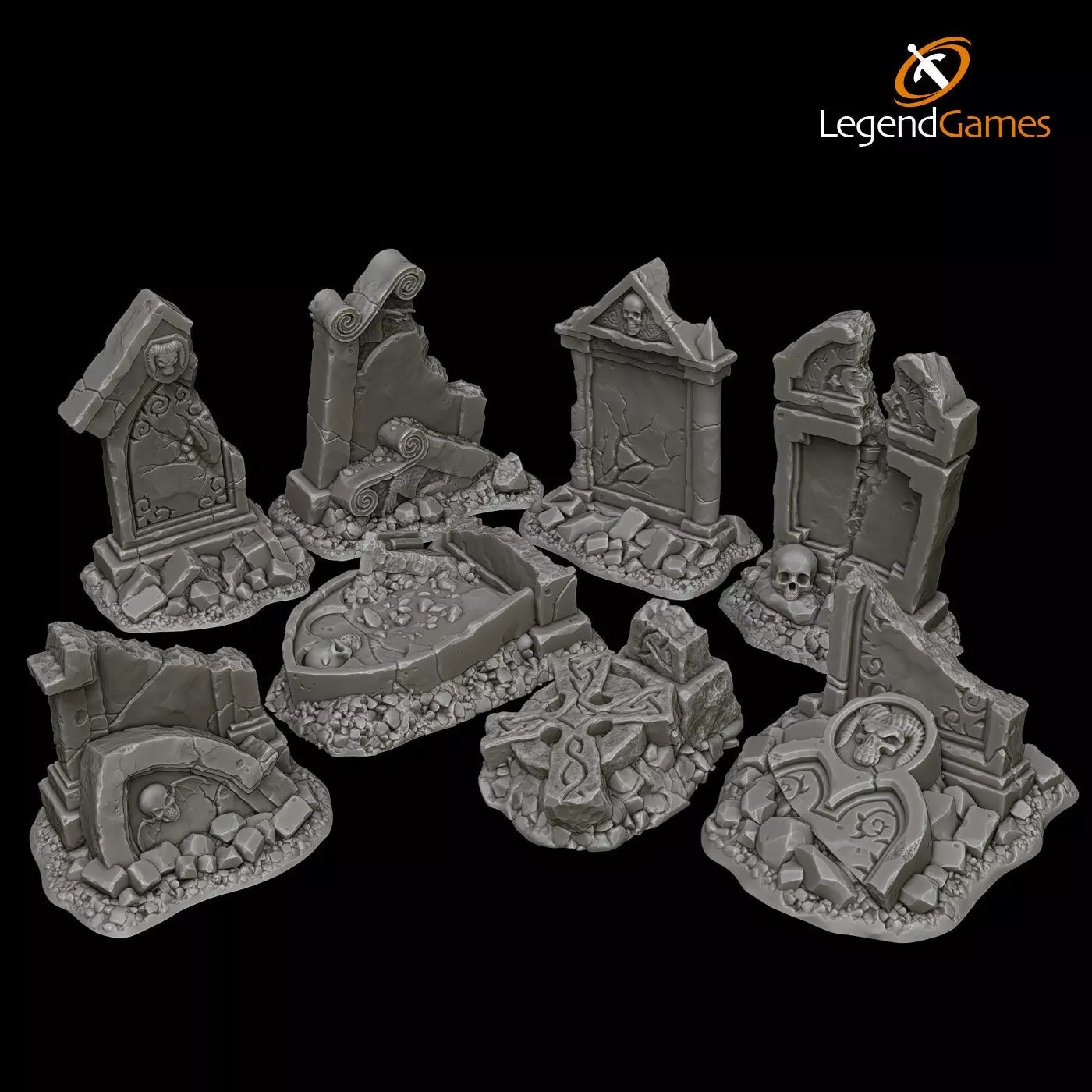 LegendGames Broken Tombstones 3D print model_0