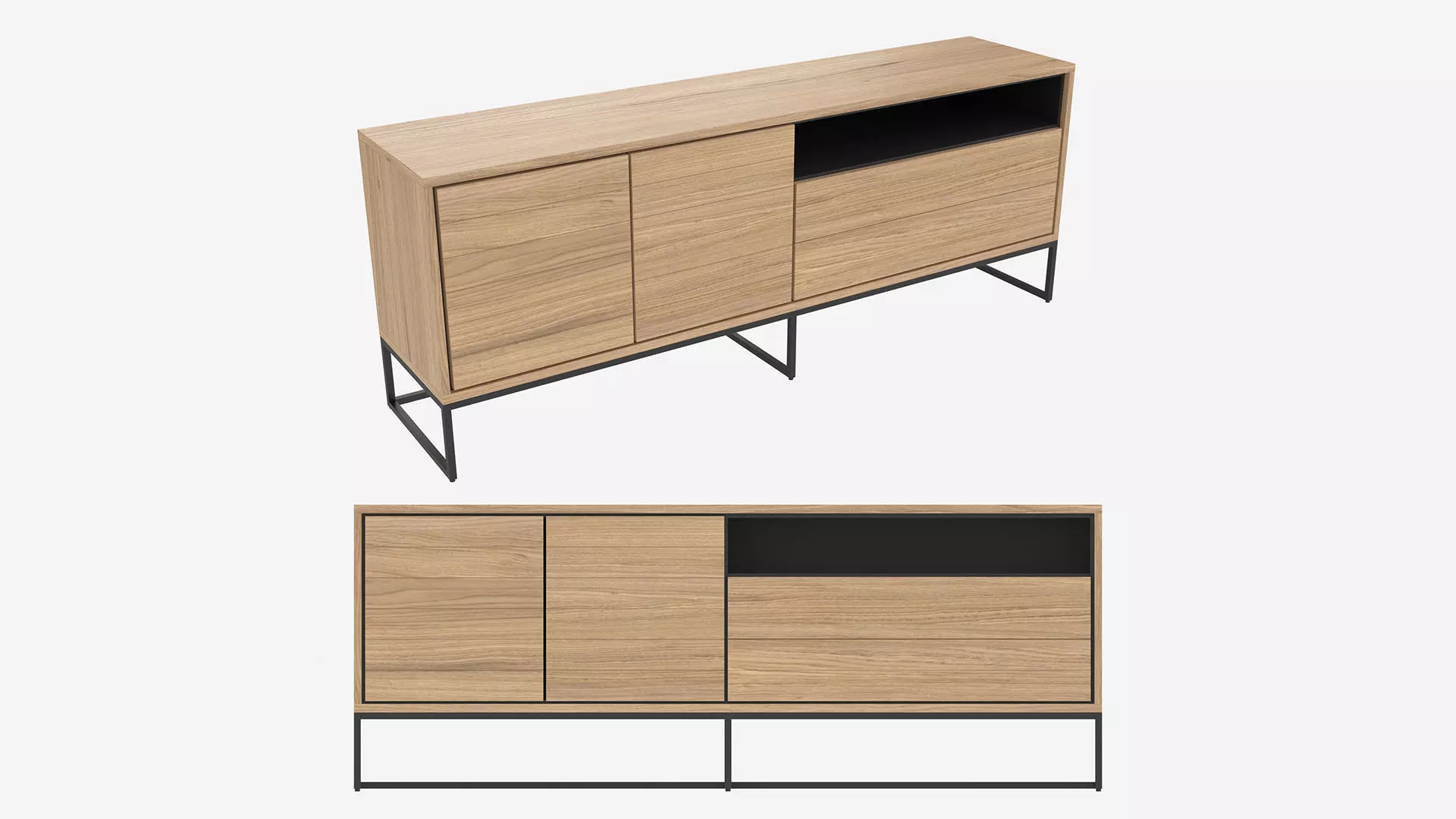 Sideboard with doors and drawers 3D model_0