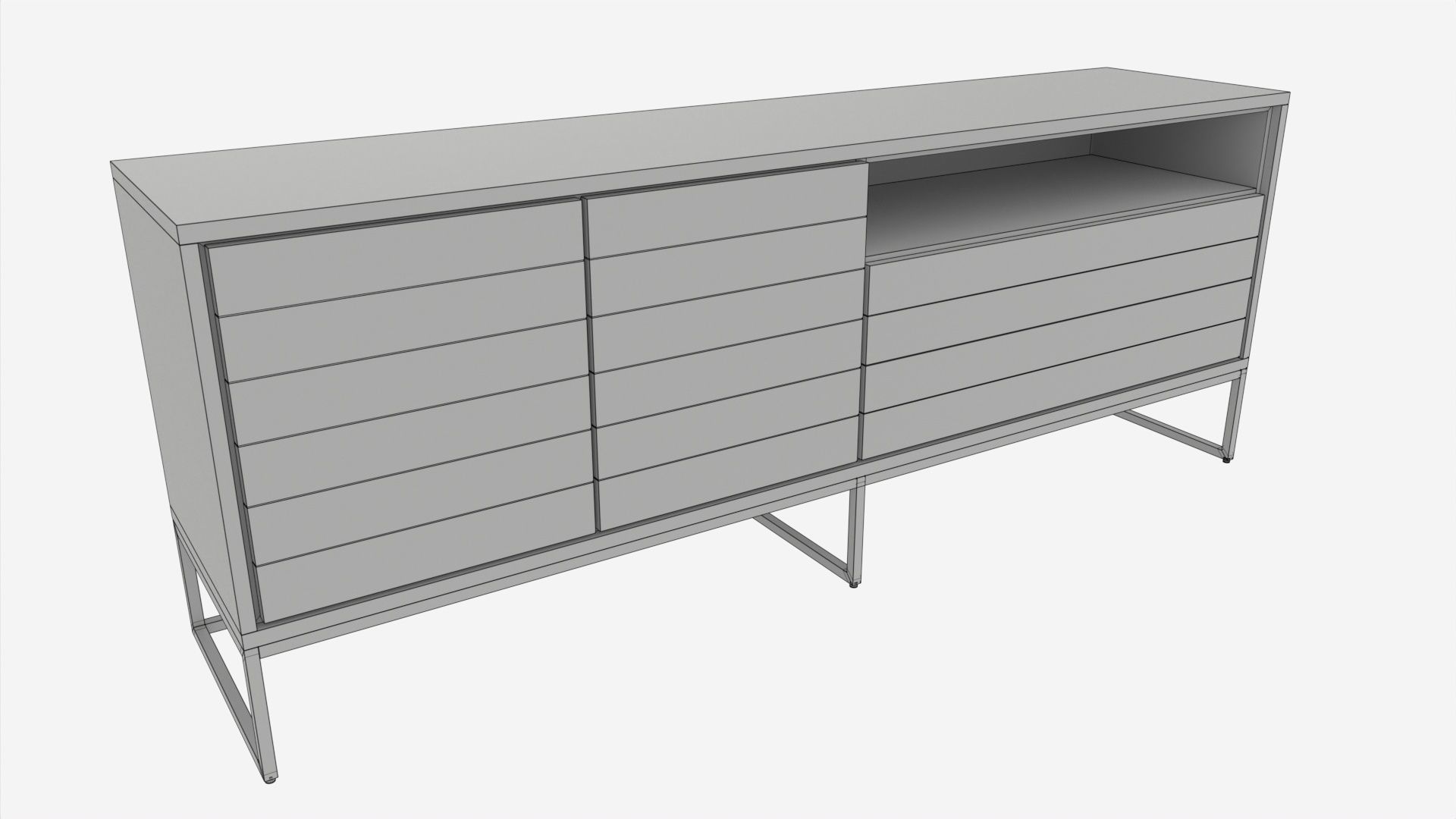 Sideboard with doors and drawers 3D model_6