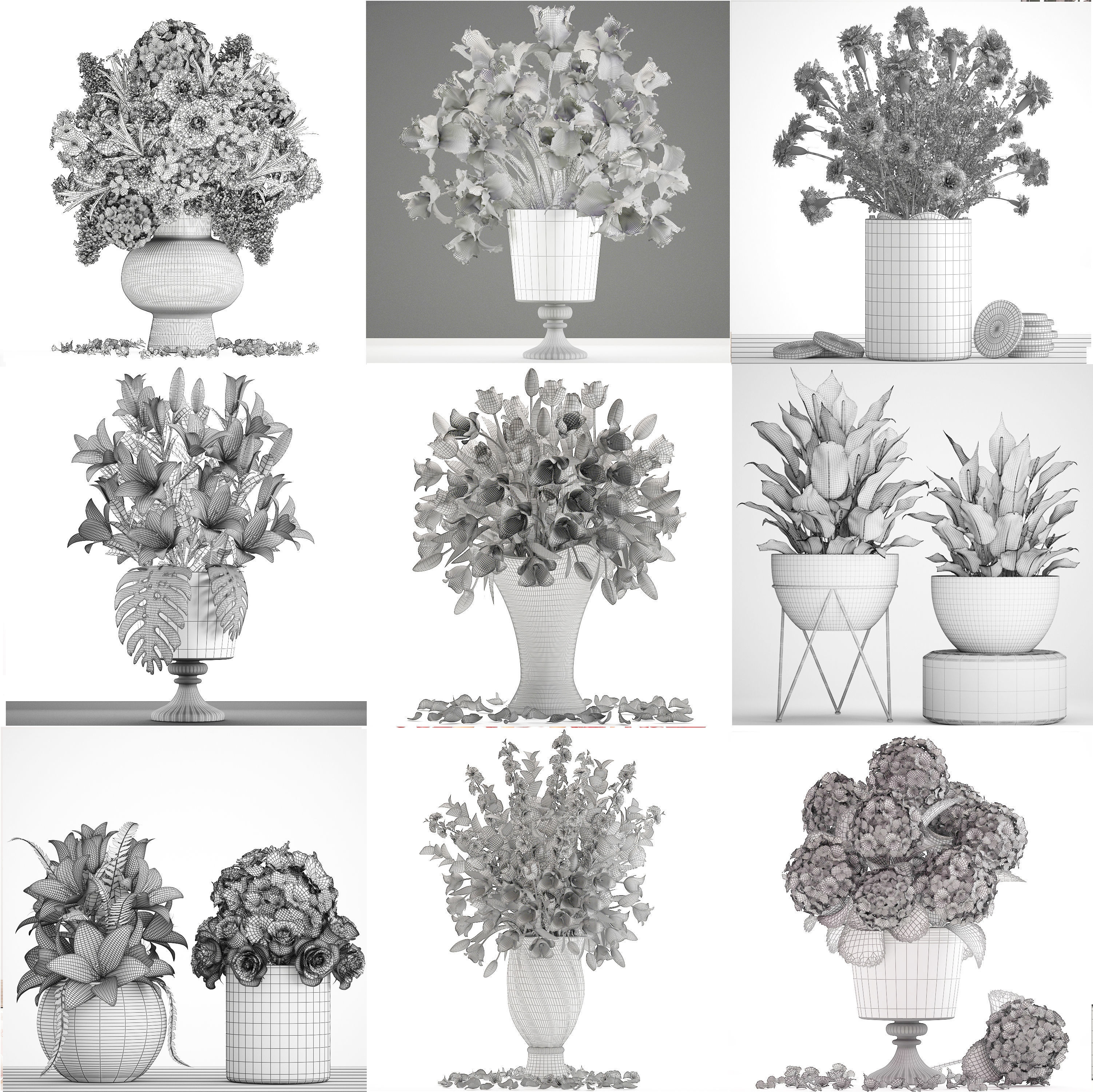 Collection of bouquets 40 pieces 3D model_10