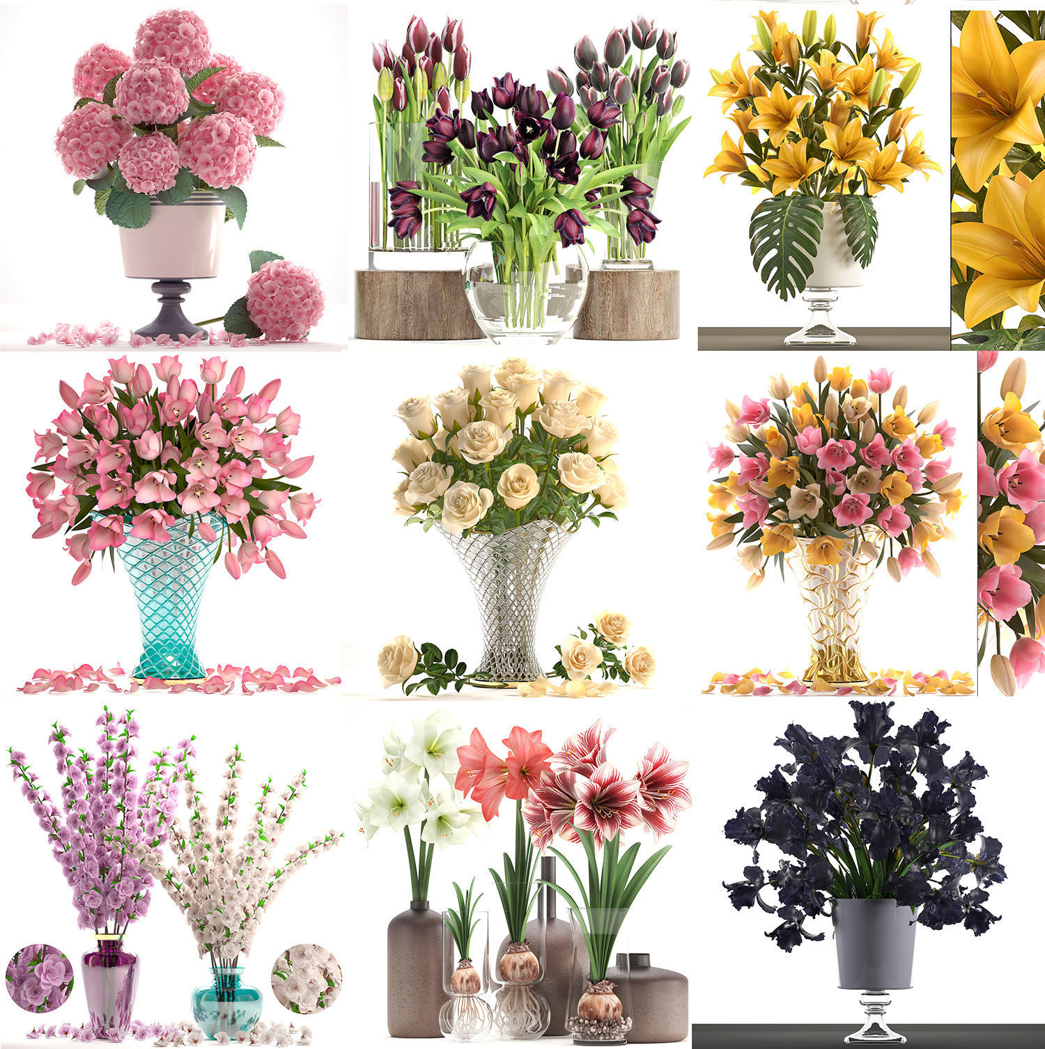 Collection of bouquets 40 pieces 3D model_3