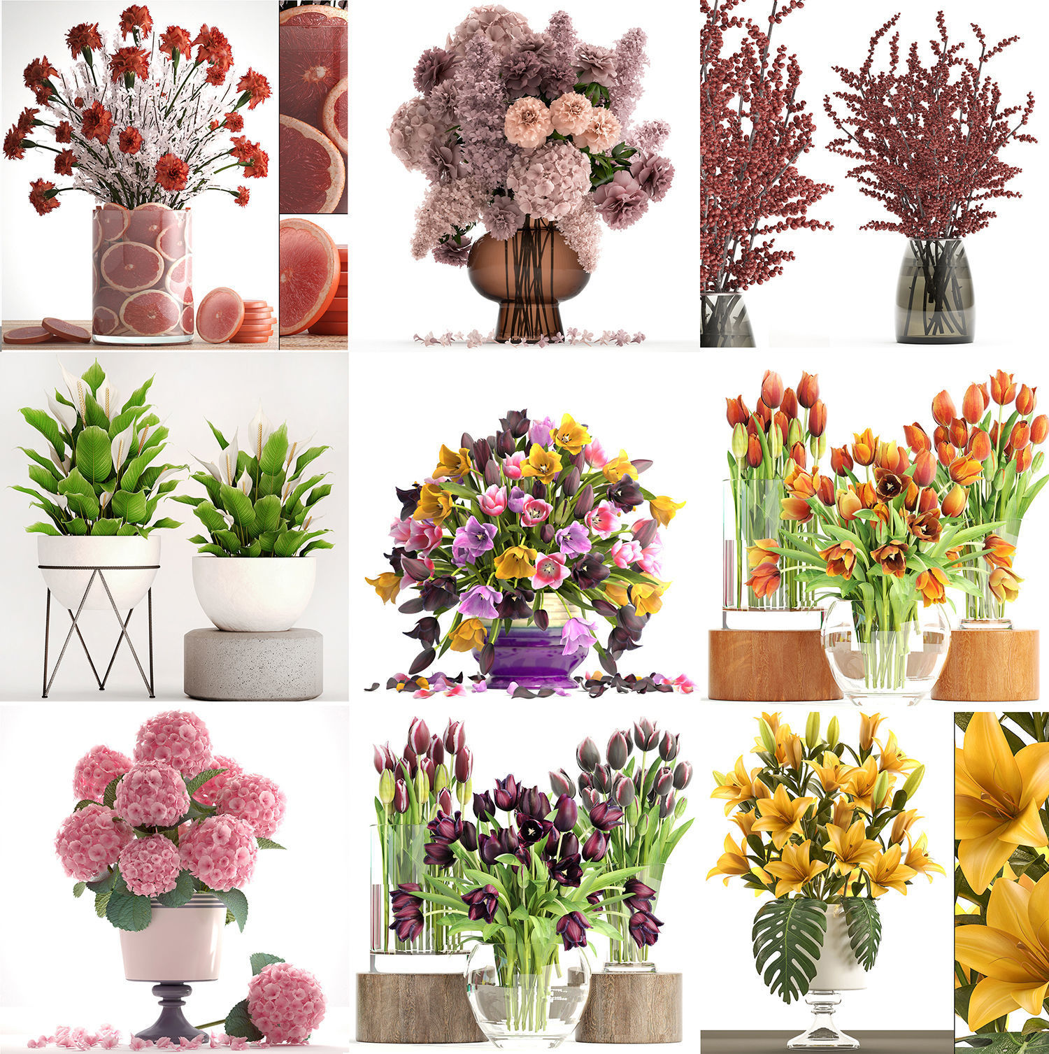 Collection of bouquets 40 pieces 3D model_5