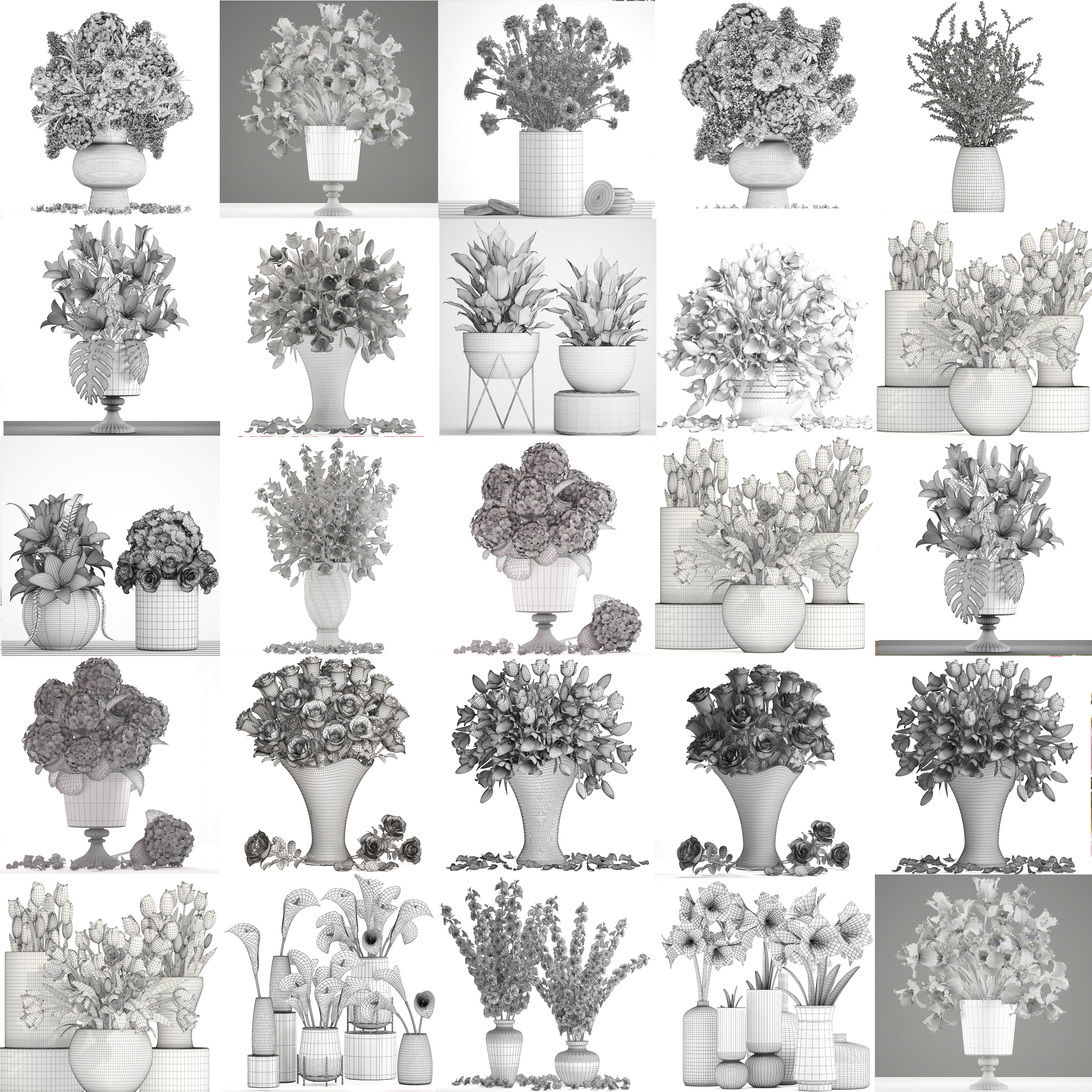 Collection of bouquets 40 pieces 3D model_9