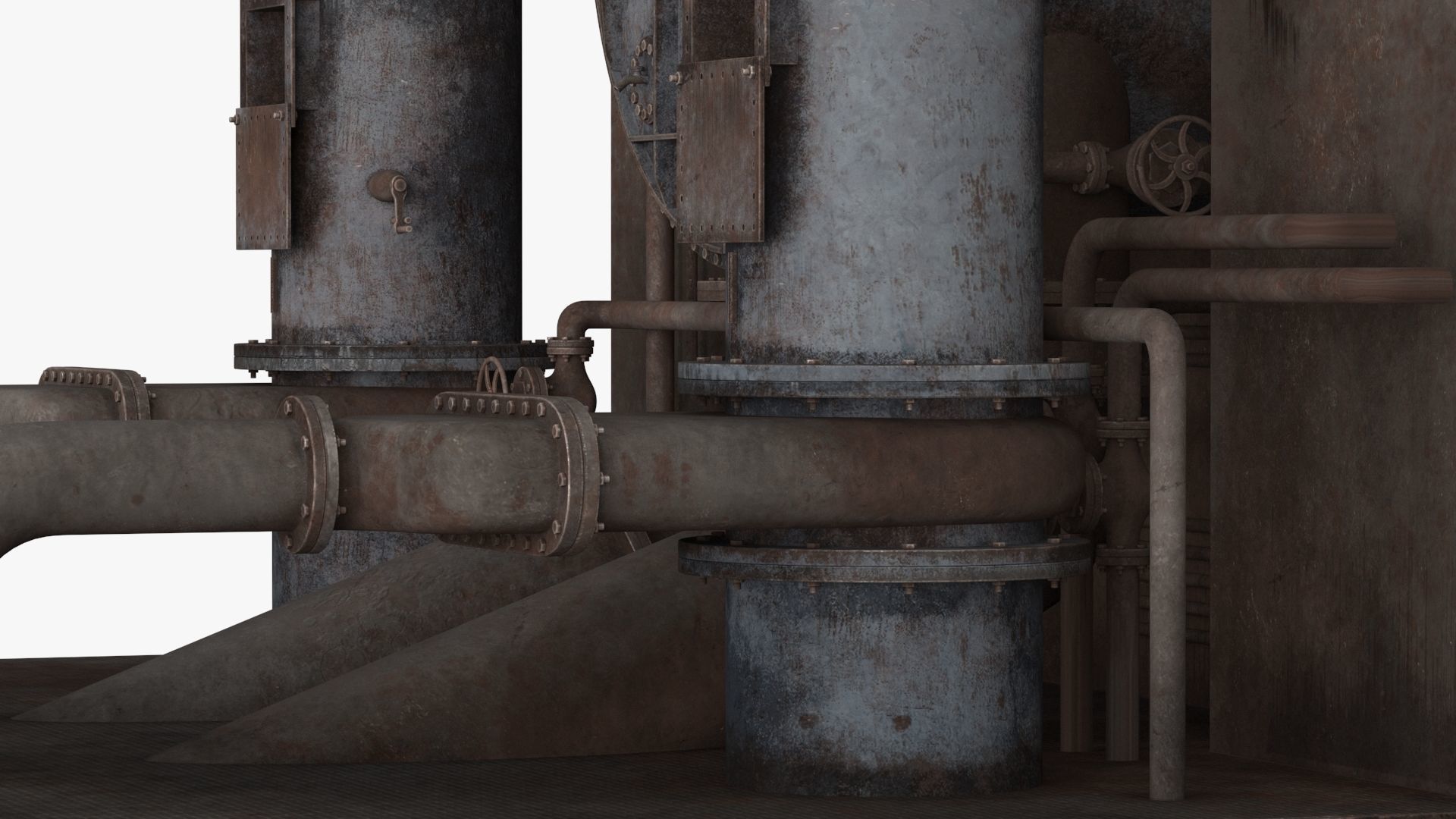 Industrial Pipes v4 Low-poly 3D model_14