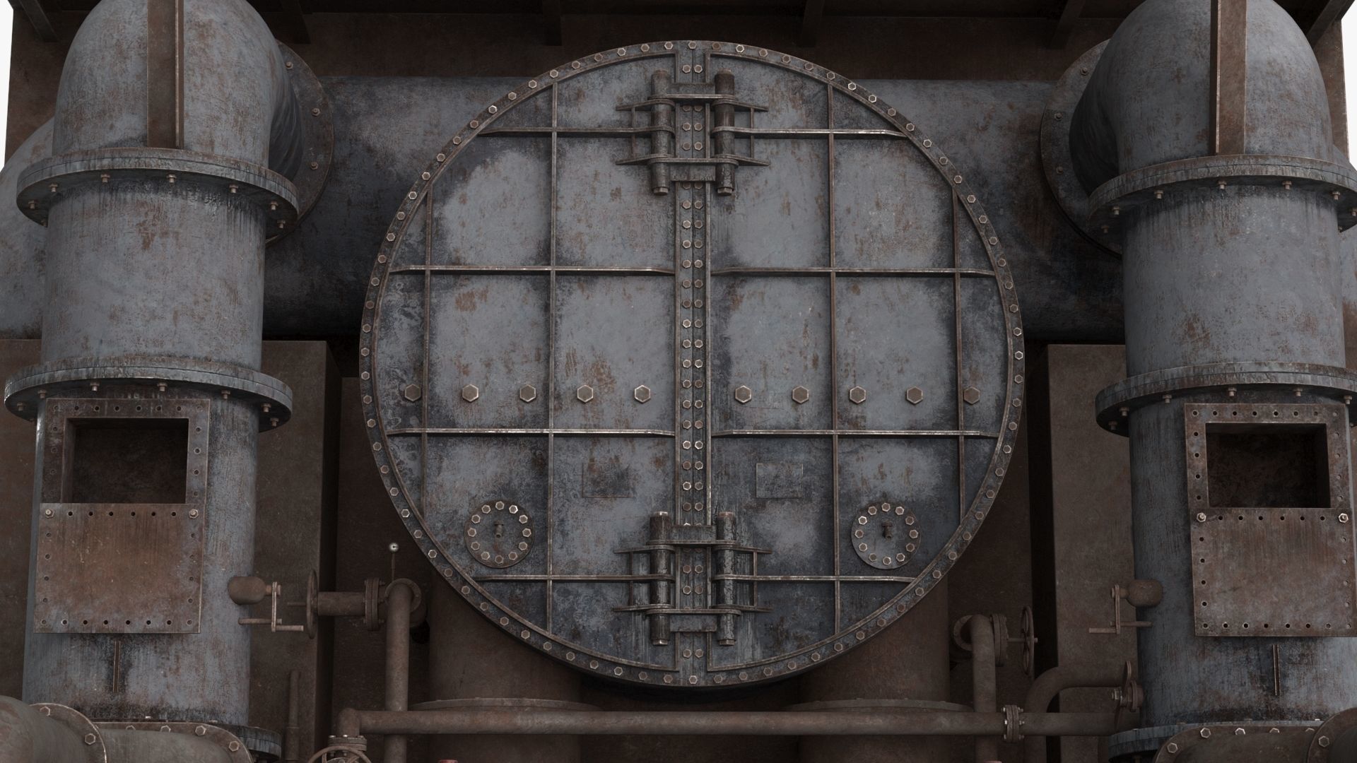 Industrial Pipes v4 Low-poly 3D model_18