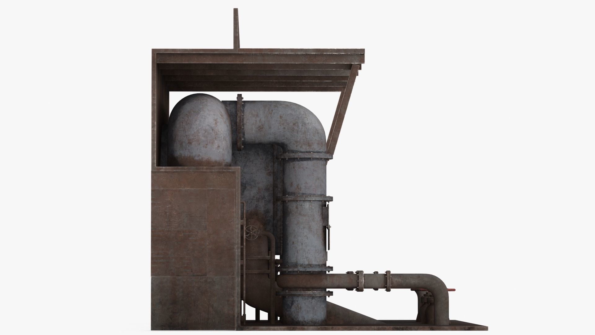 Industrial Pipes v4 Low-poly 3D model_7