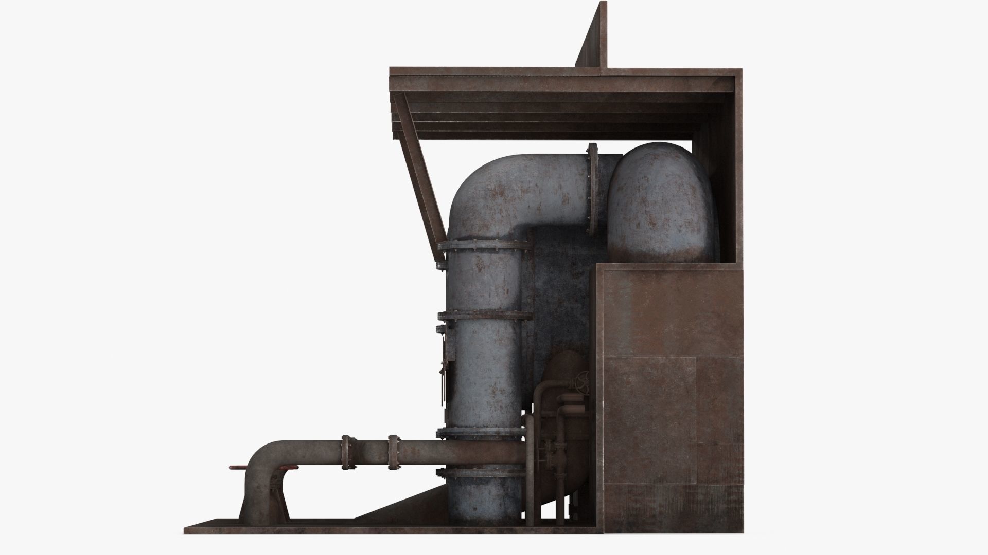 Industrial Pipes v4 Low-poly 3D model_5