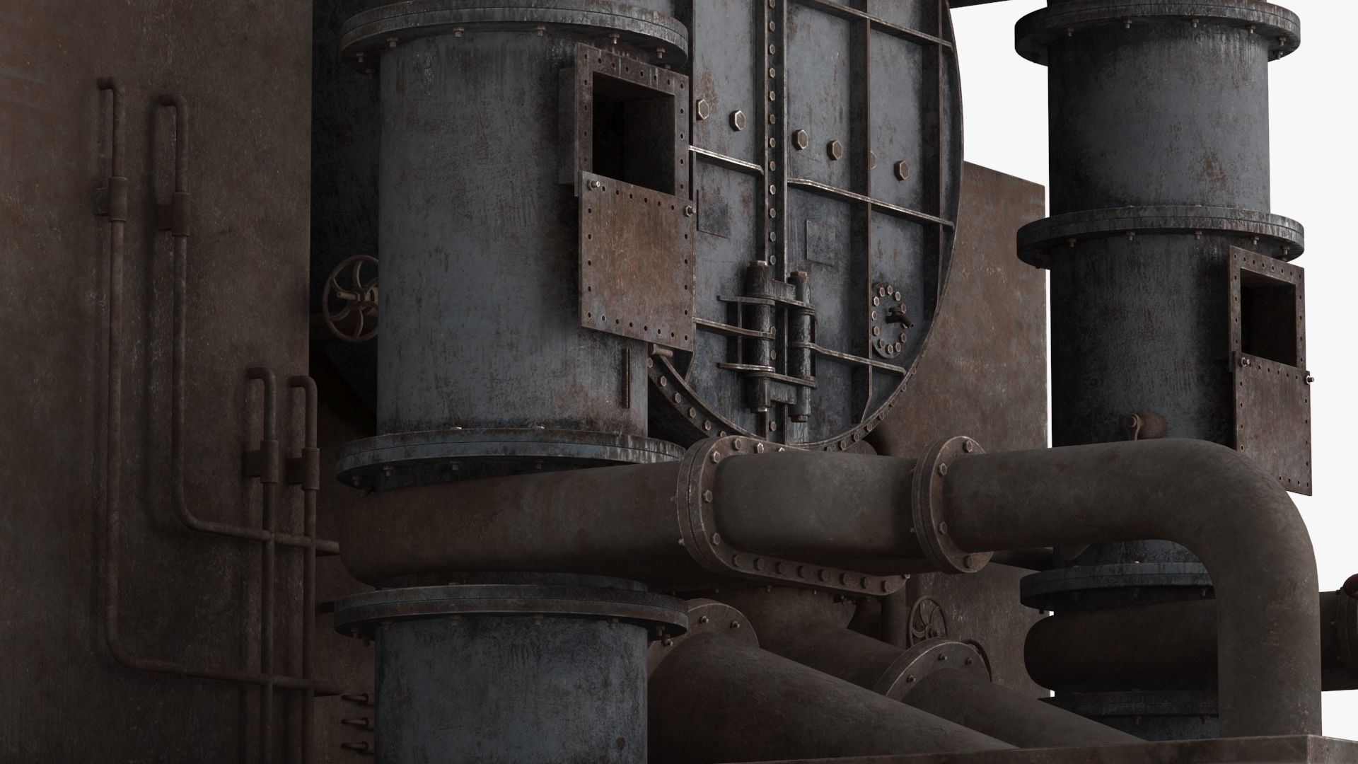 Industrial Pipes v4 Low-poly 3D model_17