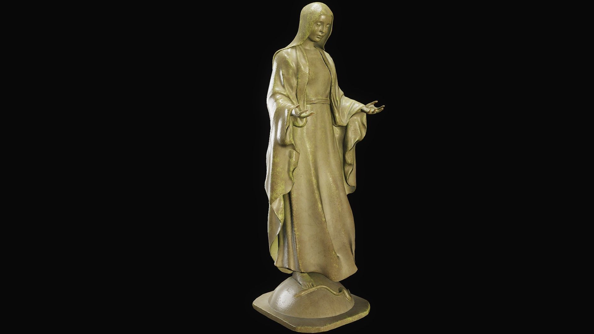 Virgin Mary Statue Low-poly 3D model_8