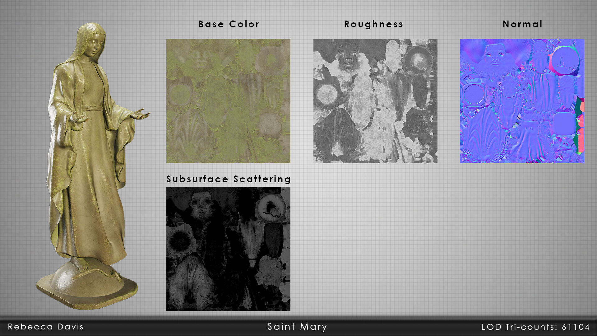 Virgin Mary Statue Low-poly 3D model_4