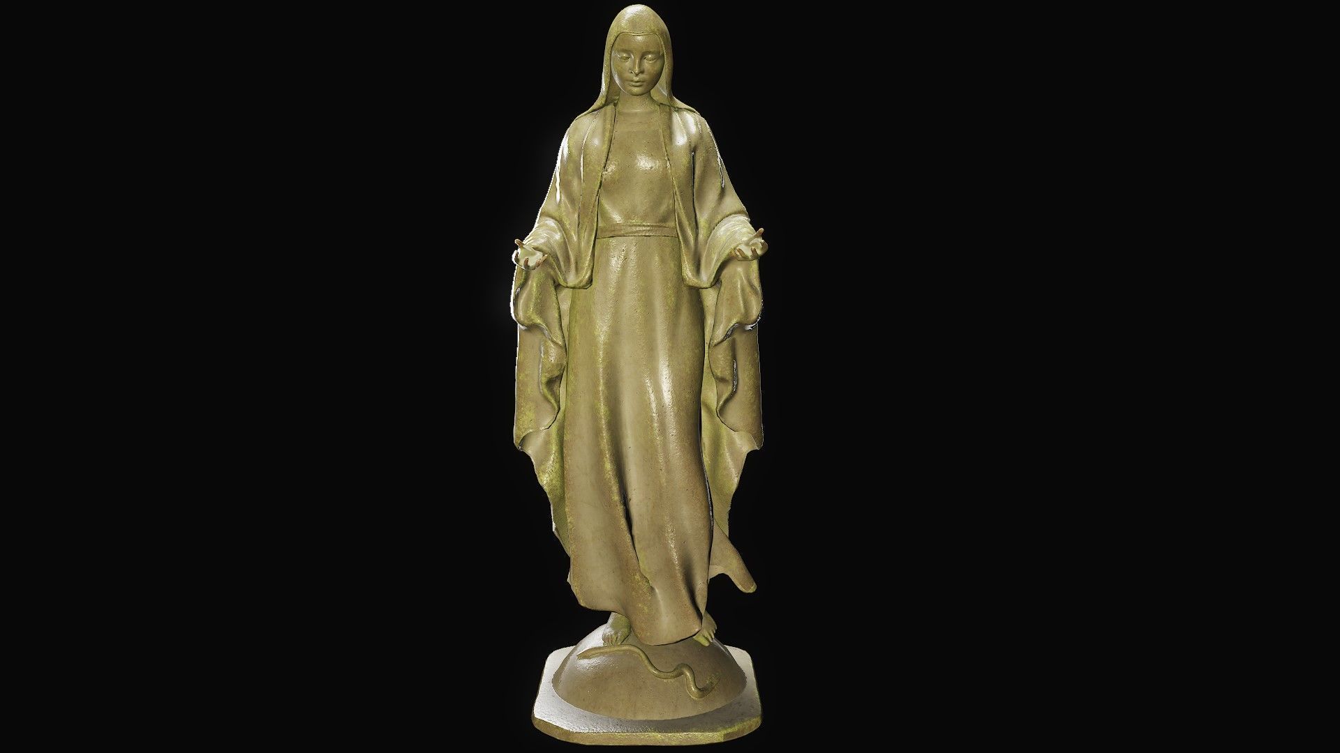 Virgin Mary Statue Low-poly 3D model_9