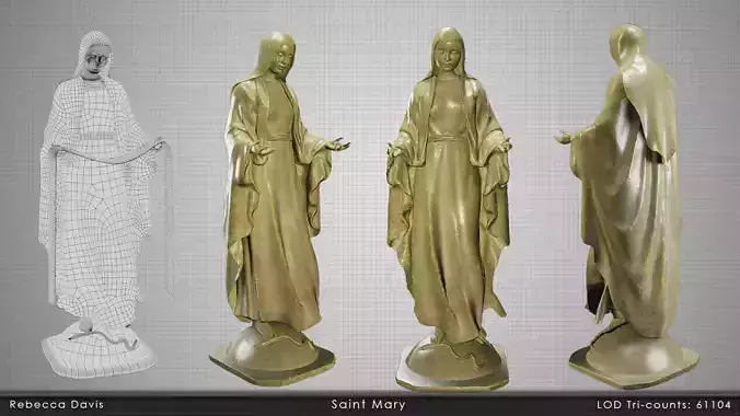 Virgin Mary Statue Low-poly 3D model