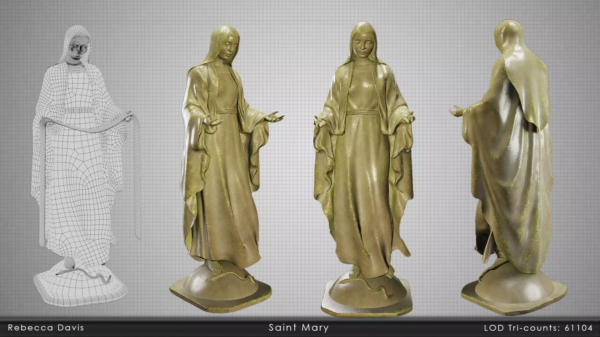 Virgin Mary Statue Low-poly 3D model_0