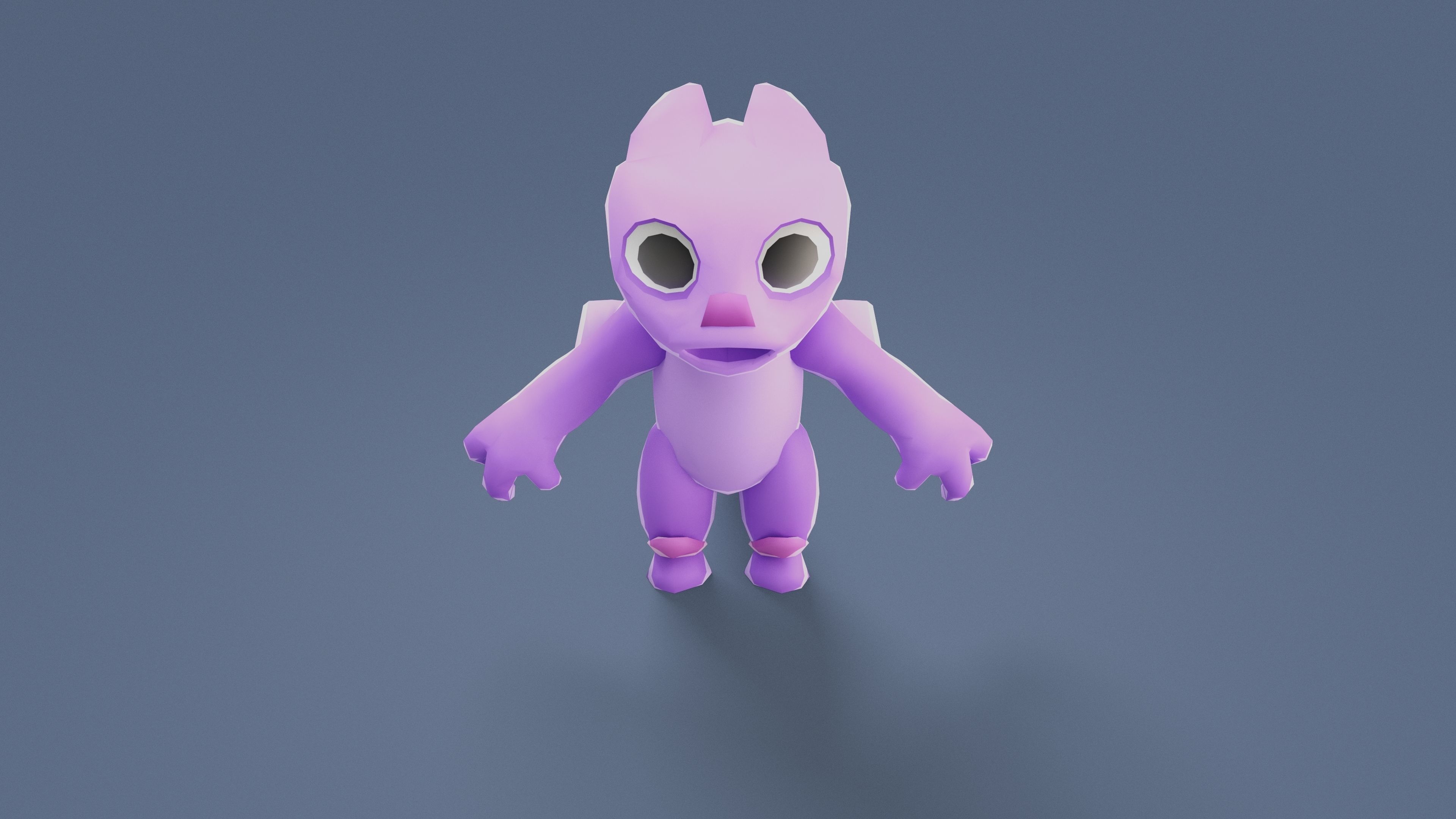 Cartoon Characters - Small Fury Warrior Low-poly 3D model_7