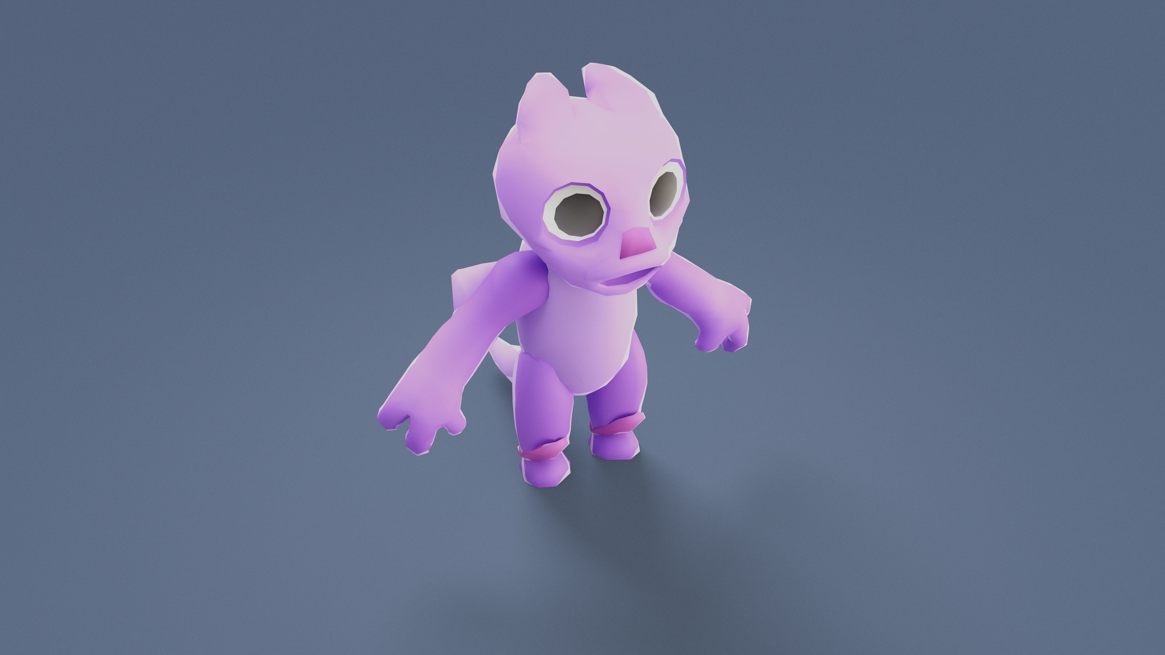 Cartoon Characters - Small Fury Warrior Low-poly 3D model_6