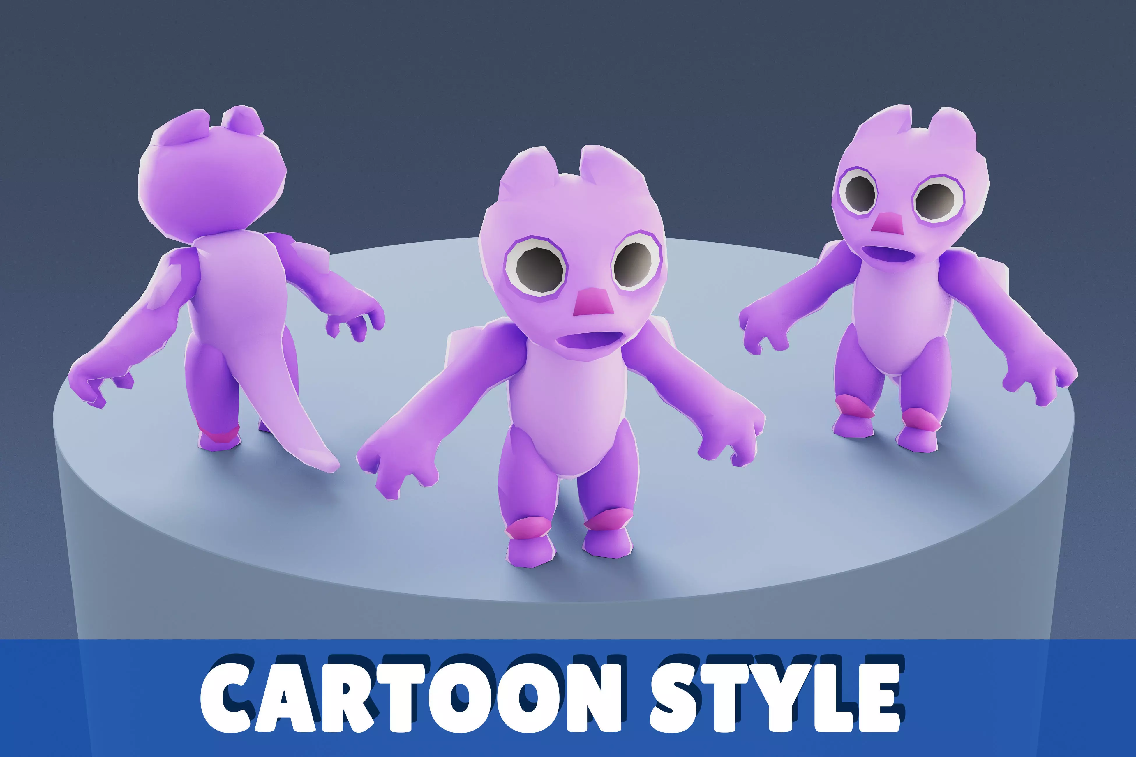 Cartoon Characters - Small Fury Warrior Low-poly 3D model_0