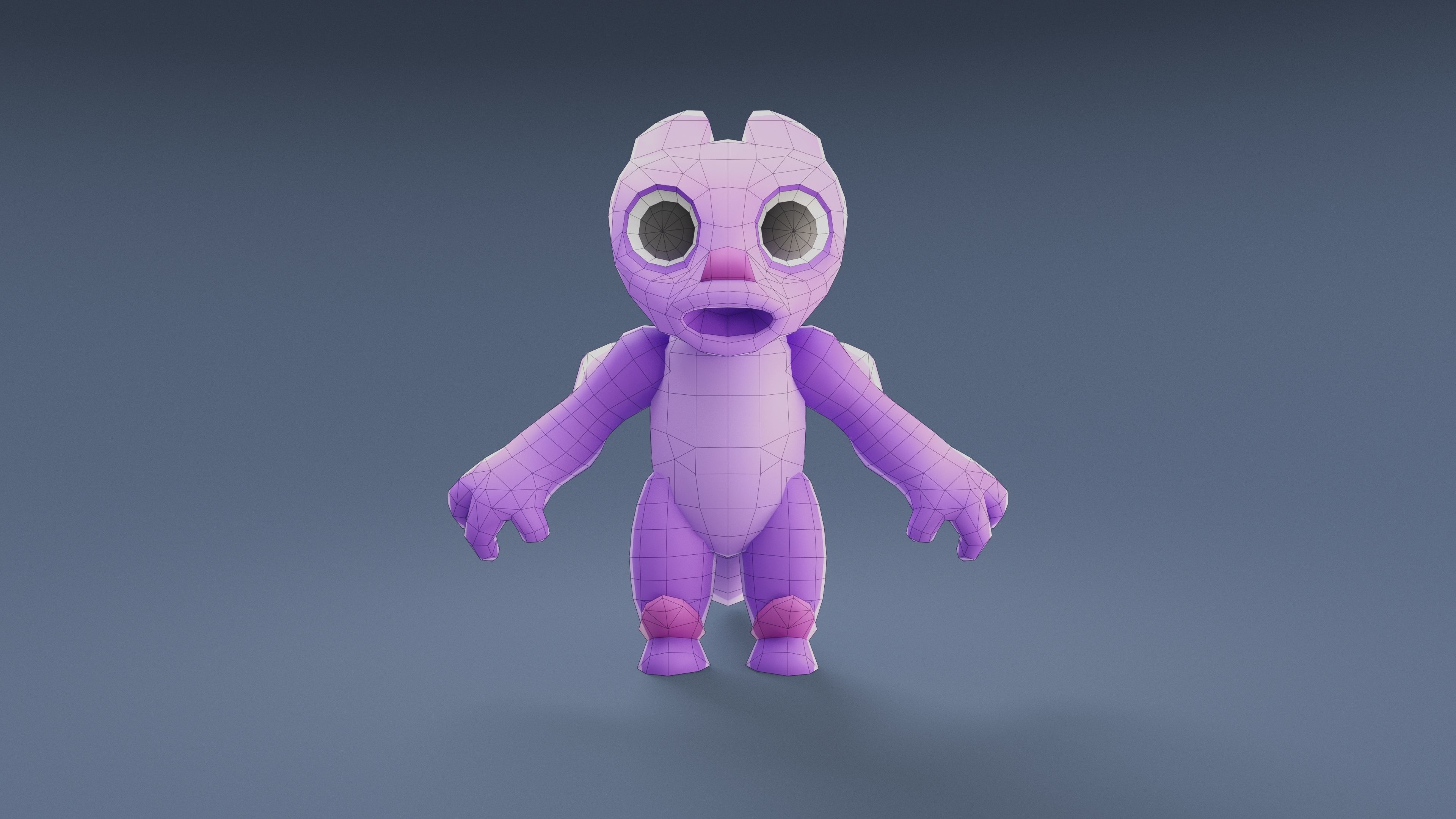 Cartoon Characters - Small Fury Warrior Low-poly 3D model_22