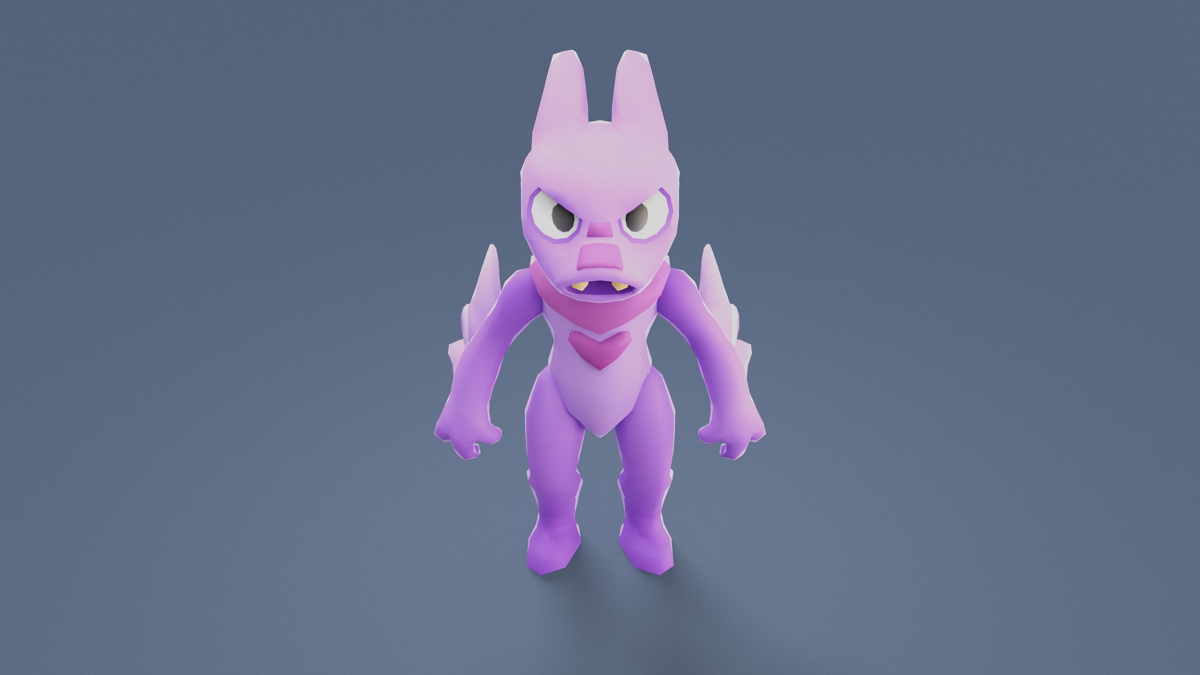 Cartoon Characters - Medium Fury Warrior Low-poly 3D model_7