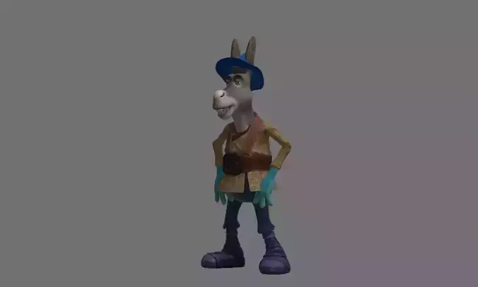 Donkey 8 wearing hat and gloves 3D model