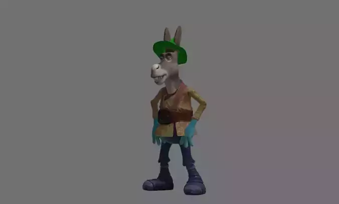Donkey 7 with hat 3D model