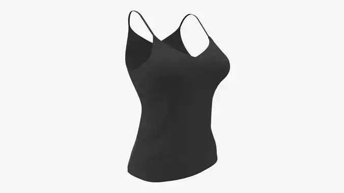 Strap Vest Top for Women Black Mockup