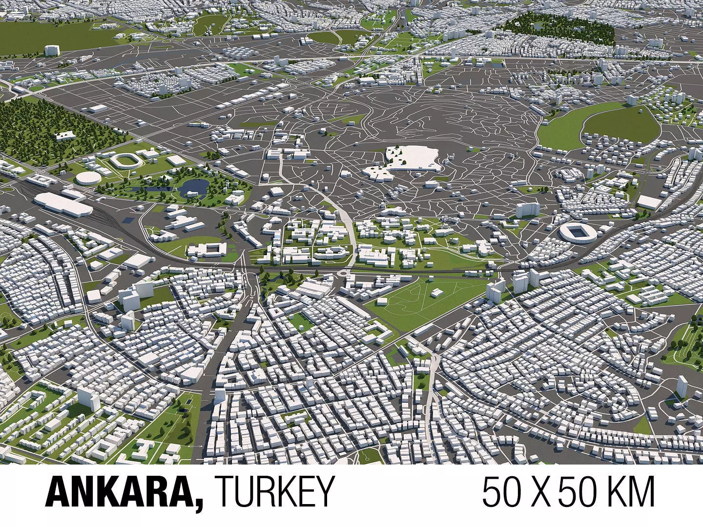 Ankara 50x50km City Map Model 3D model_0