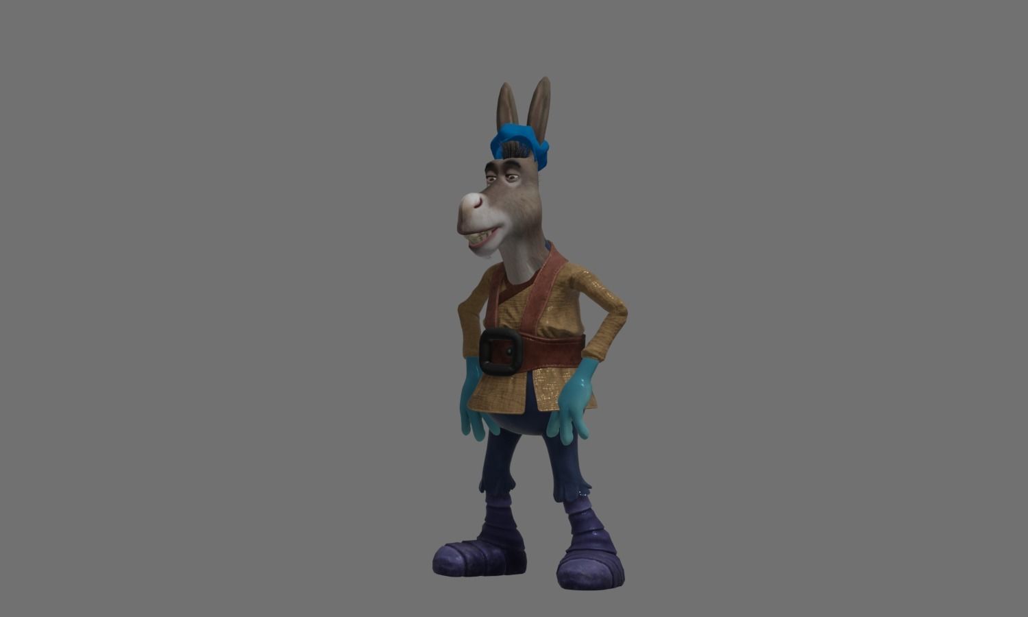 Donkey 3 with hair and shoes 3D model_1